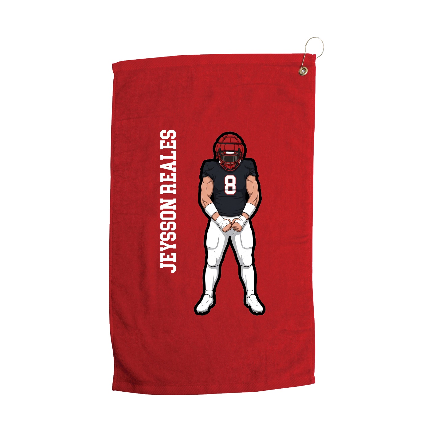 Golf Towel — Name Vertical in Red