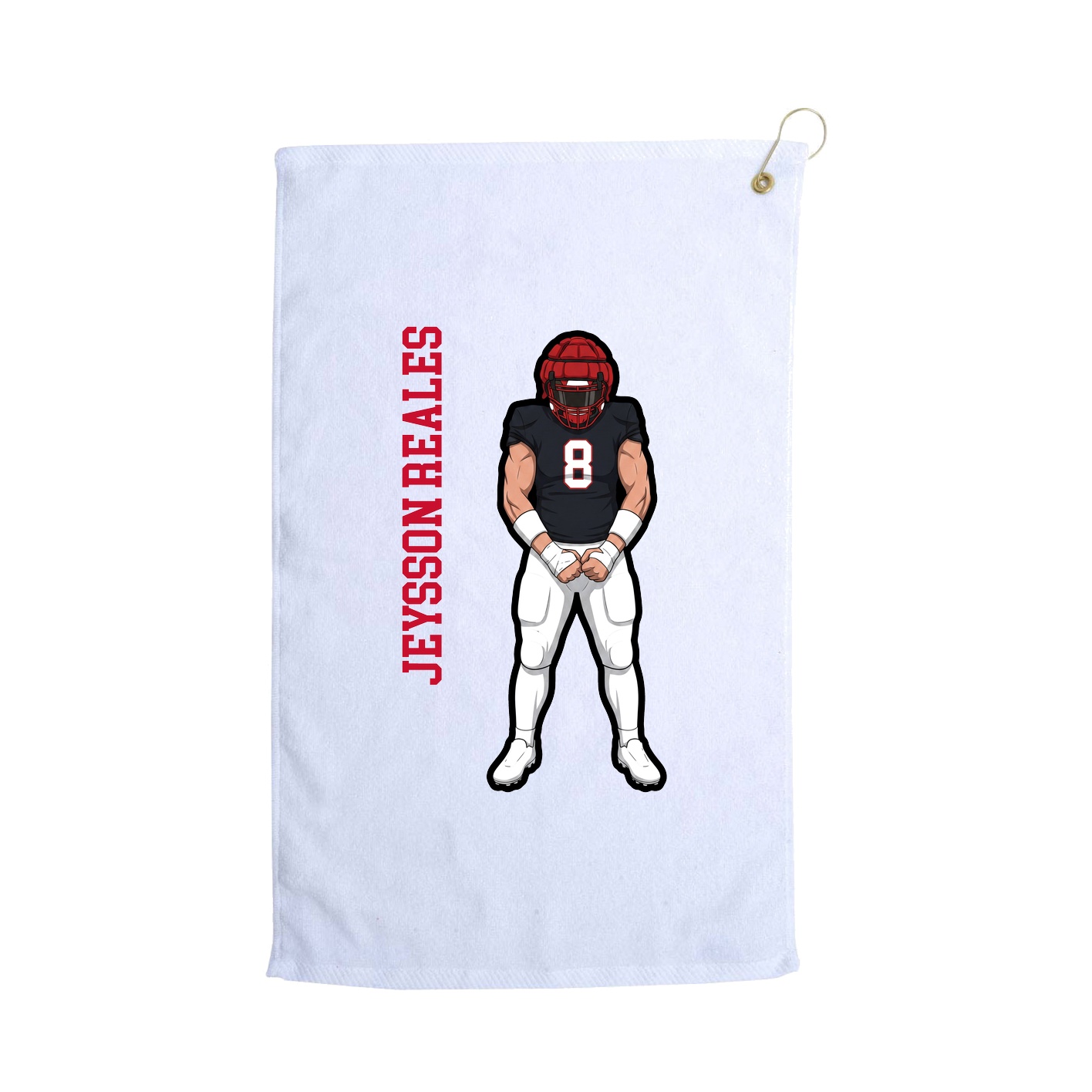 Golf Towel — Name Vertical in White