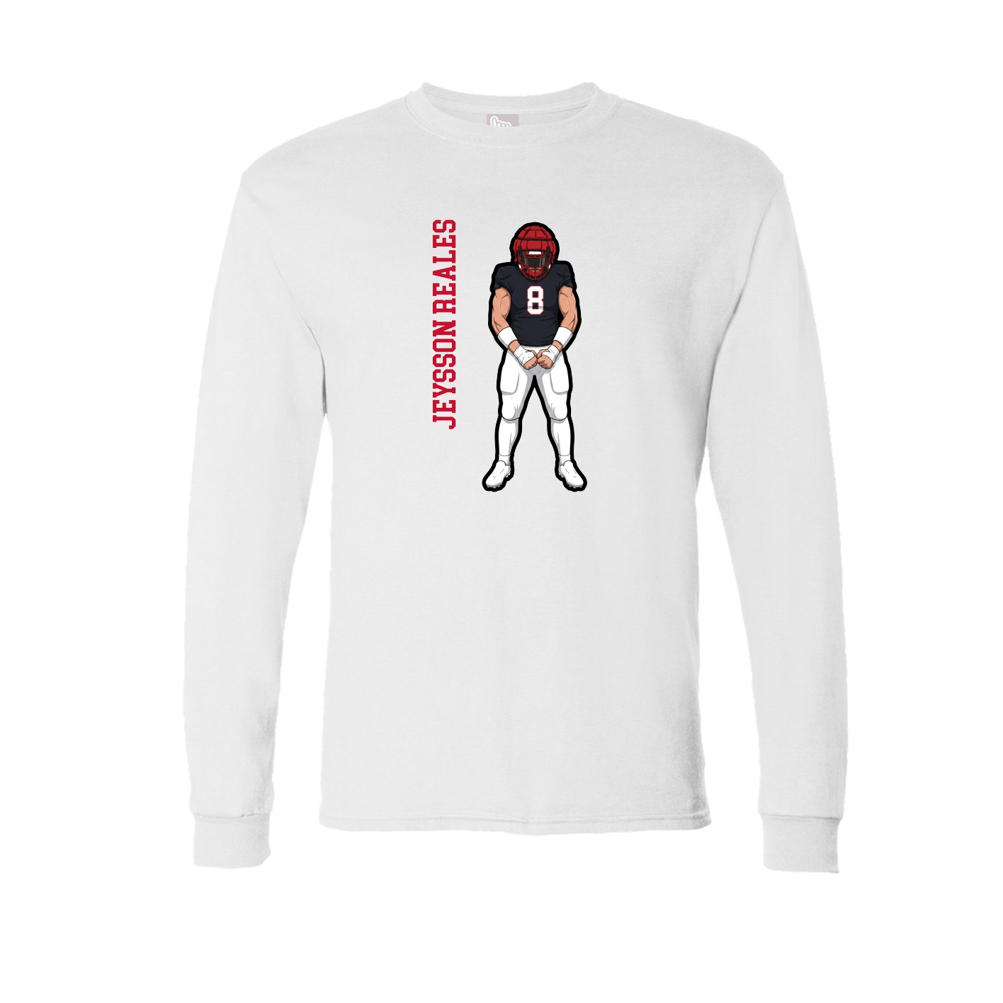 Long Sleeve Tee — Name Vertical in White