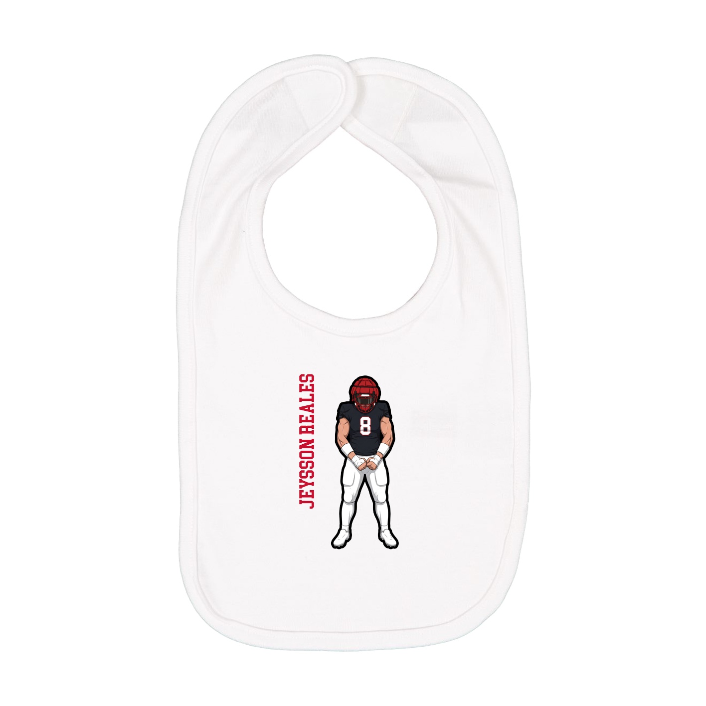 Infant Bib — Name Vertical in White