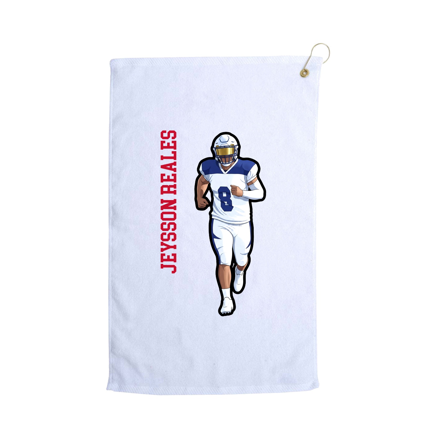 Golf Towel — Name Vertical in White