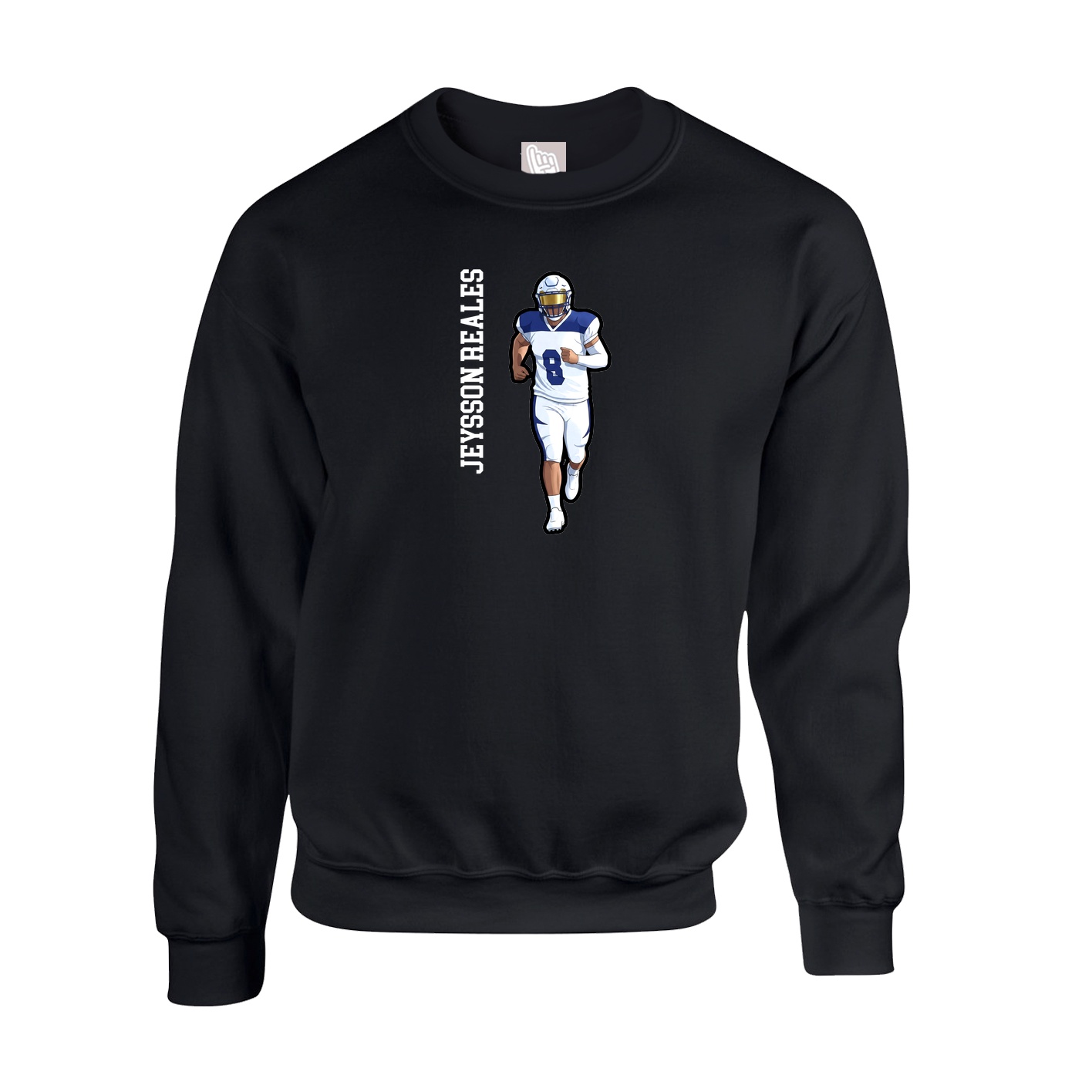 Fleece Crew — Name Vertical in Black