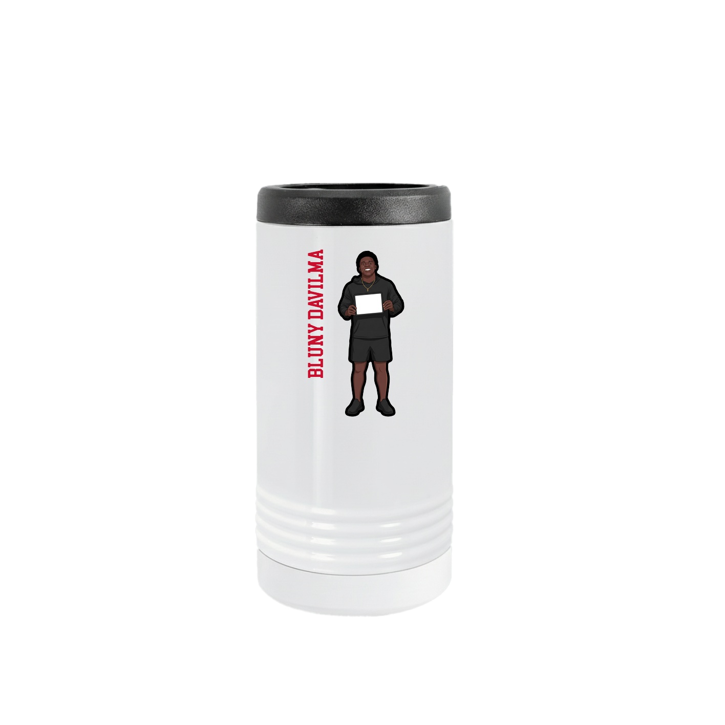 Slim Beverage Holder — Name Vertical in White