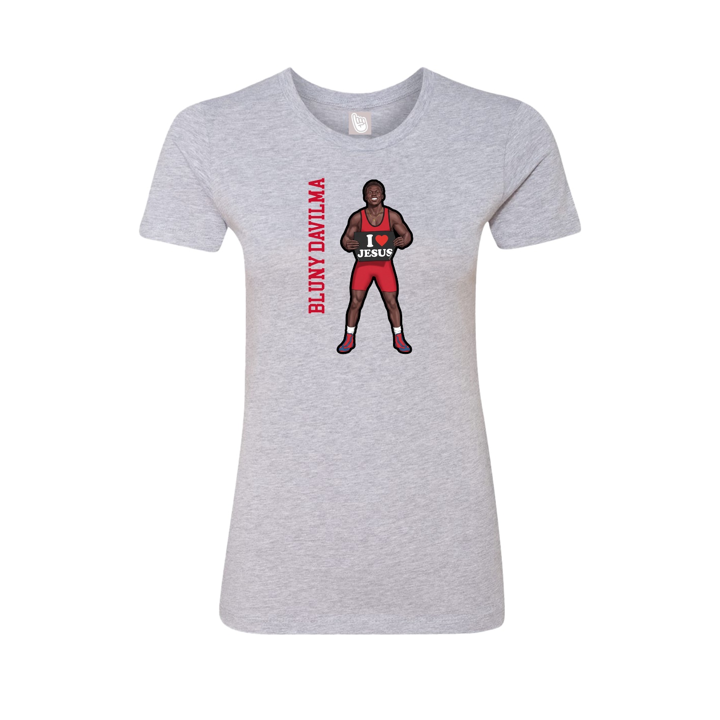 Fitted Women's Tee — Name Vertical in Grey