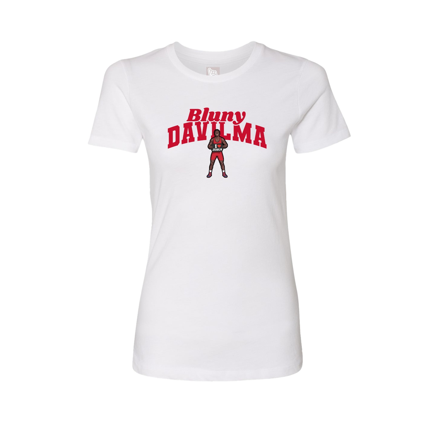 Fitted Women's Tee — Signature Arch in White