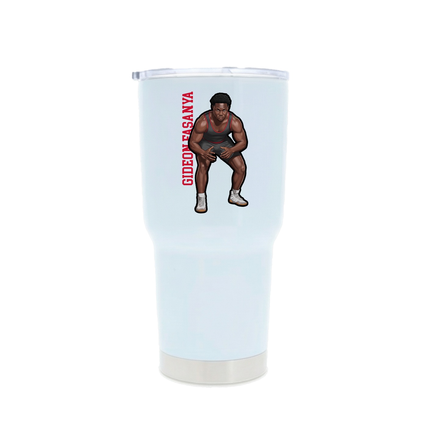 30oz Stainless Steel Tumbler — Name Vertical in White