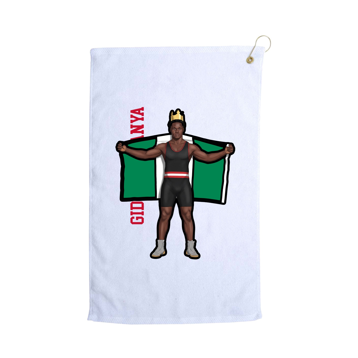 Golf Towel — Name Vertical in White
