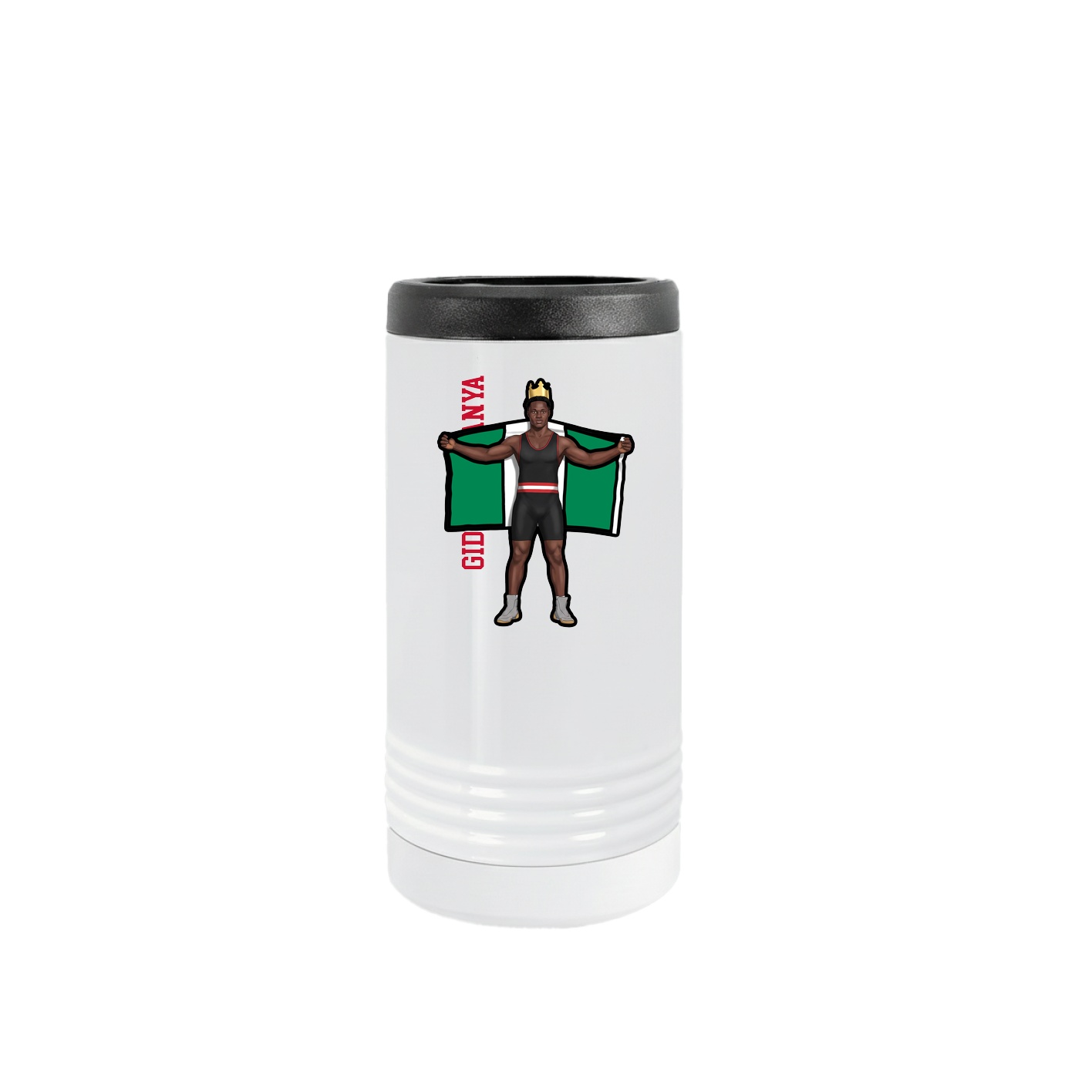 Slim Beverage Holder — Name Vertical in White