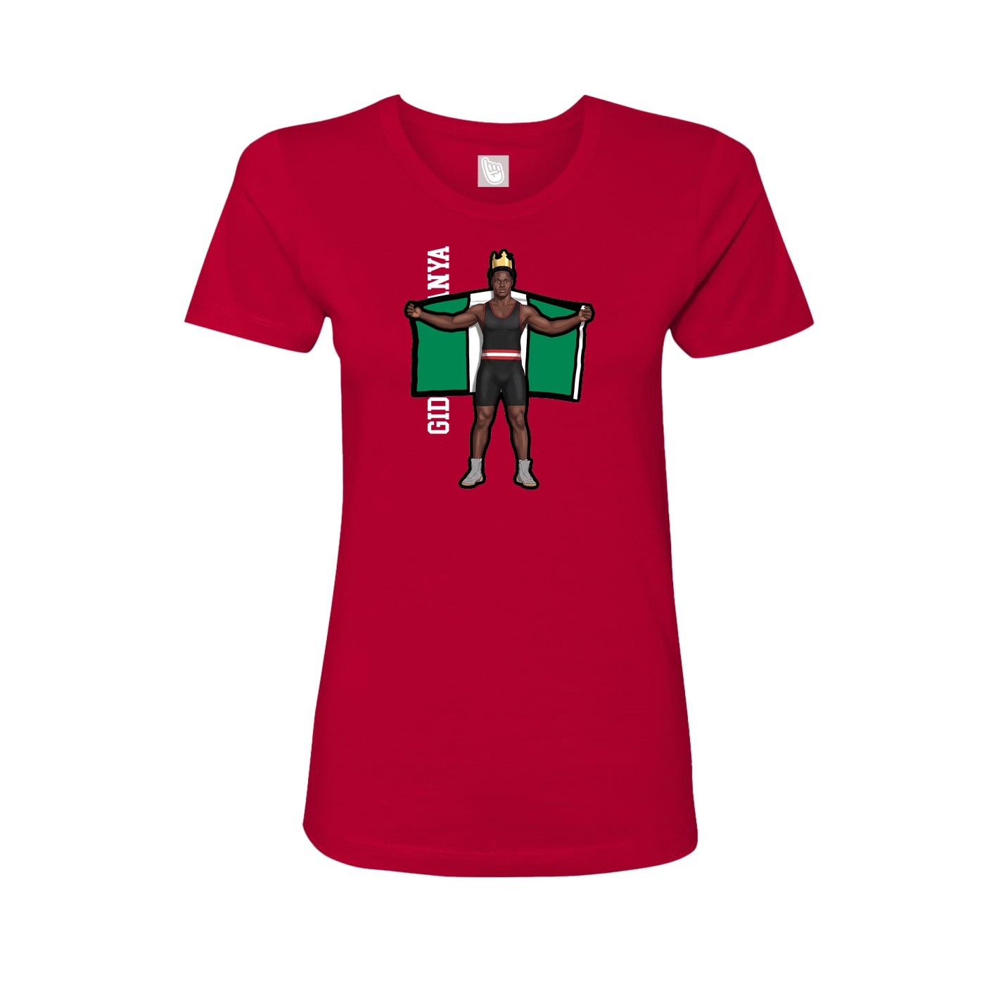 Fitted Women's Tee — Name Vertical in Red