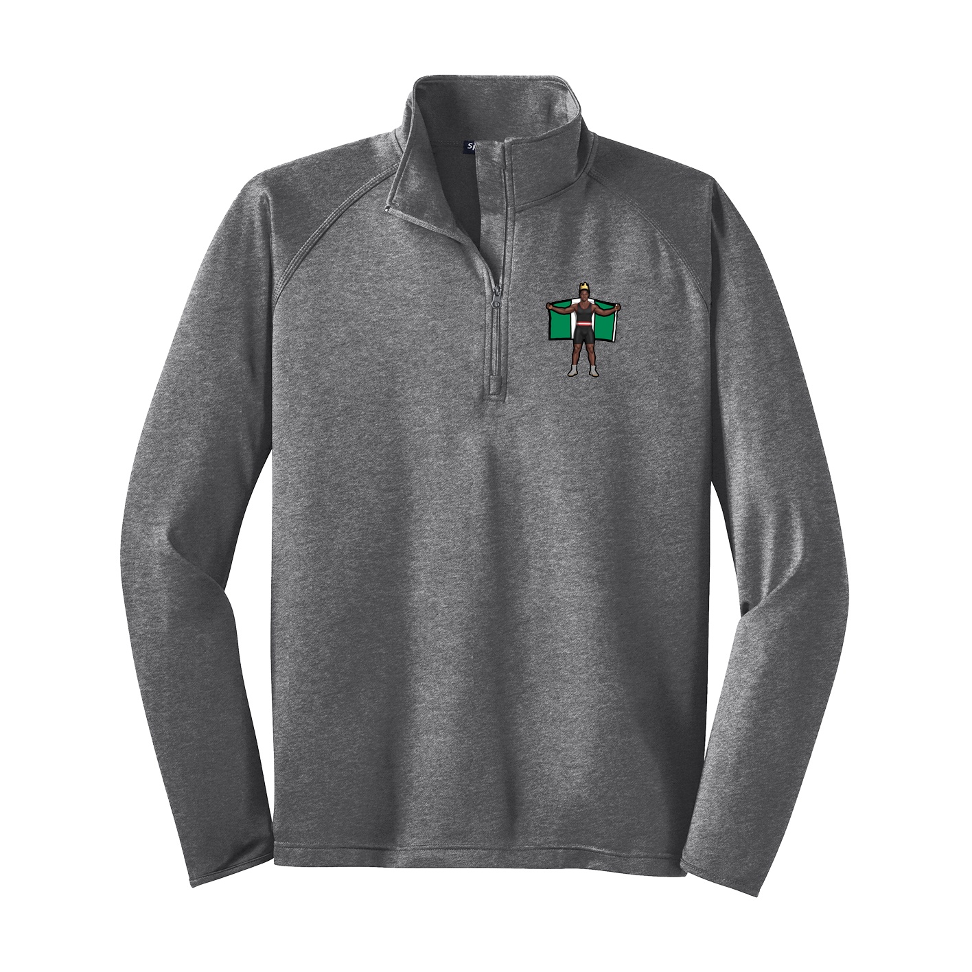 Q-Zip Pullover — Name Vertical in Grey