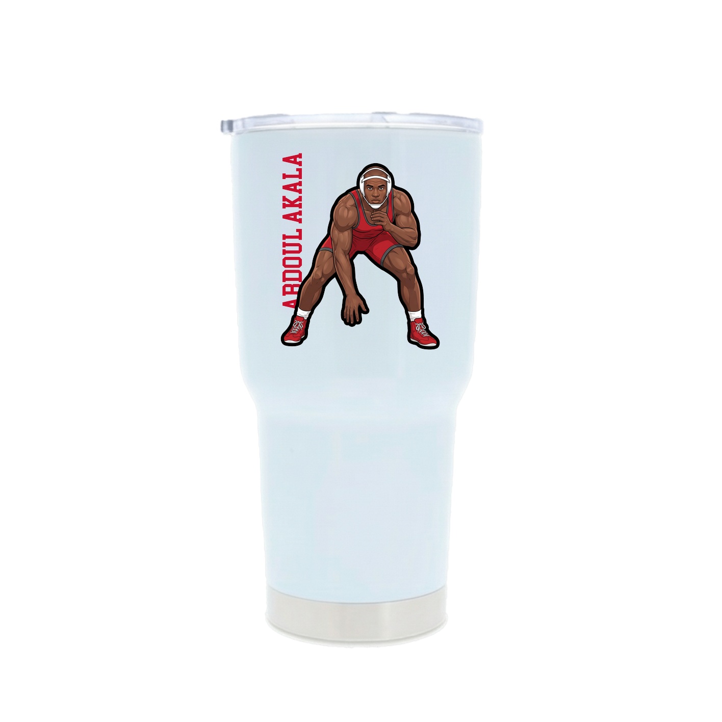 30oz Stainless Steel Tumbler — Name Vertical in White