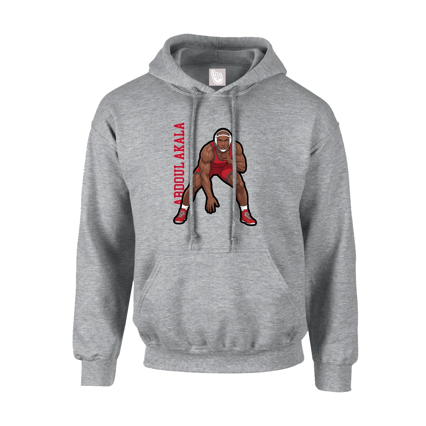 Youth Hoodie — Name Vertical in Grey
