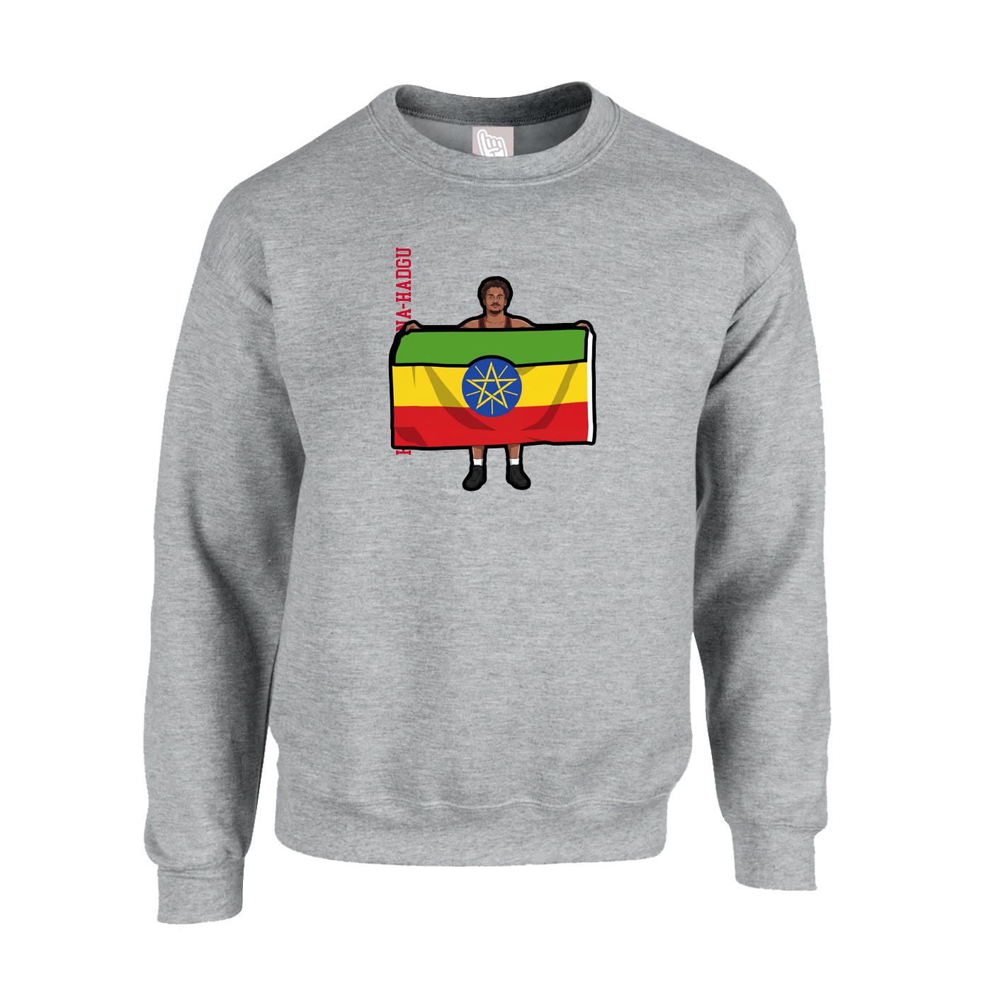 Fleece Crew — Name Vertical in Grey