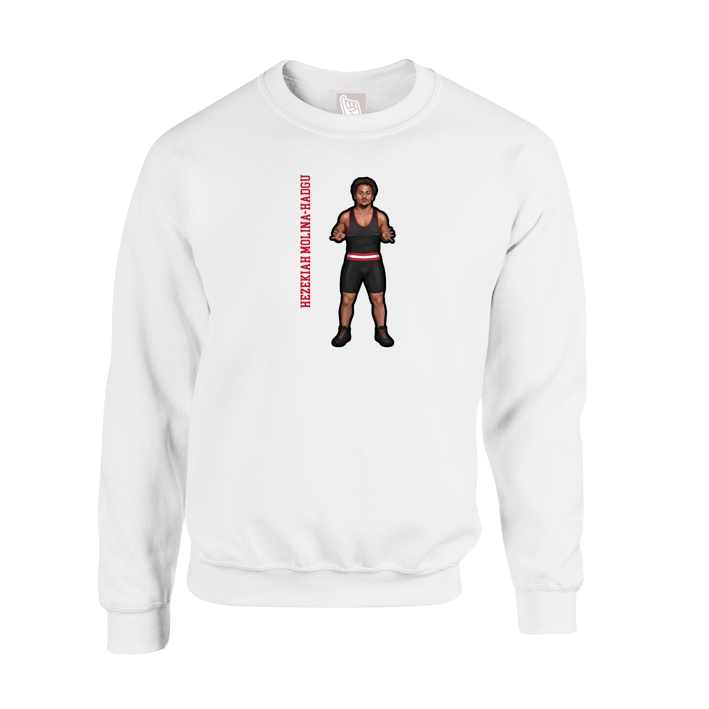 Fleece Crew — Name Vertical in White