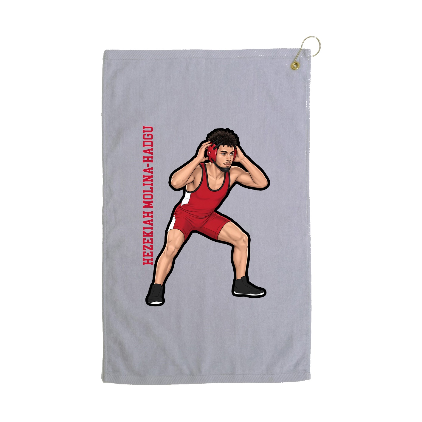 Golf Towel — Name Vertical in Grey