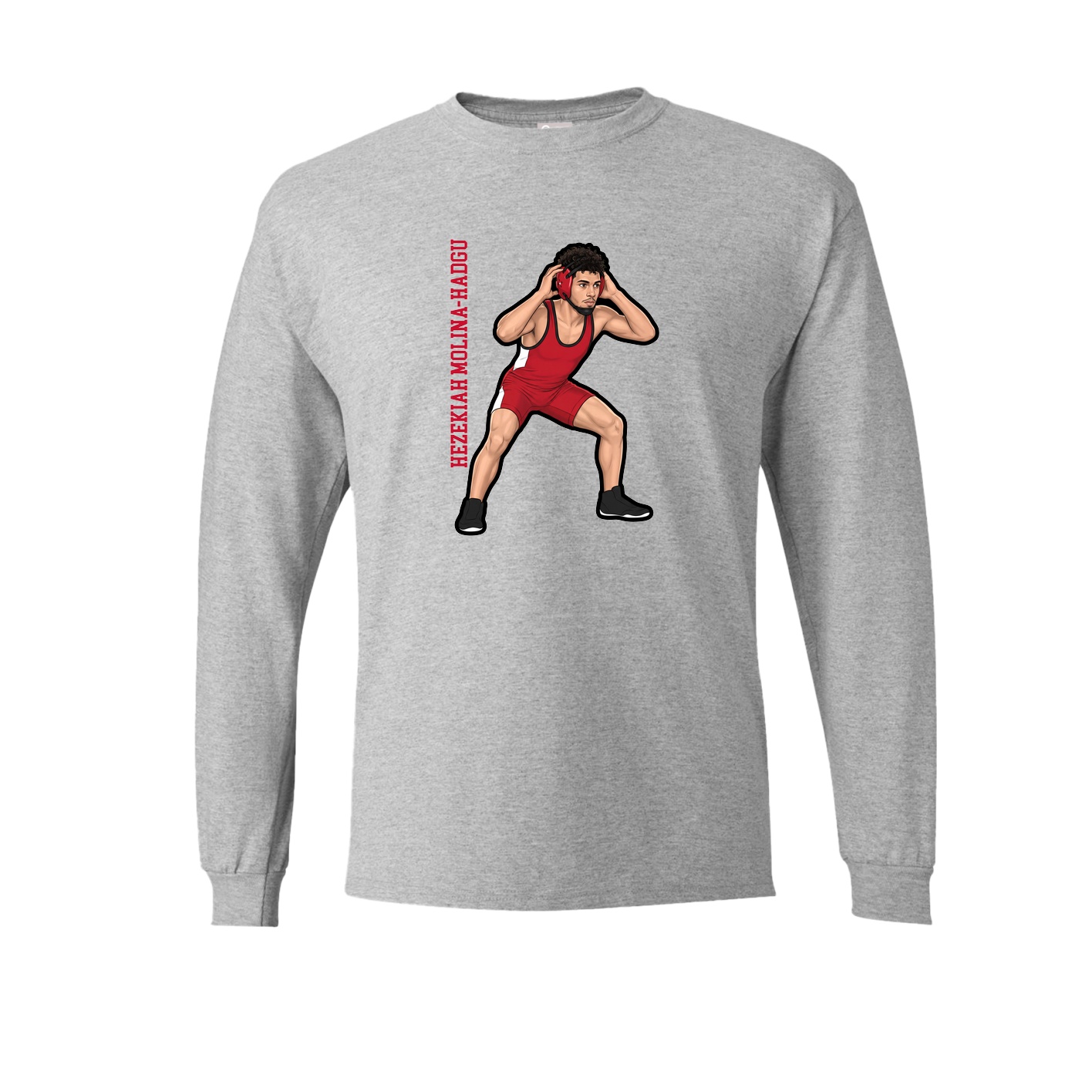 Long Sleeve Tee — Name Vertical in Grey