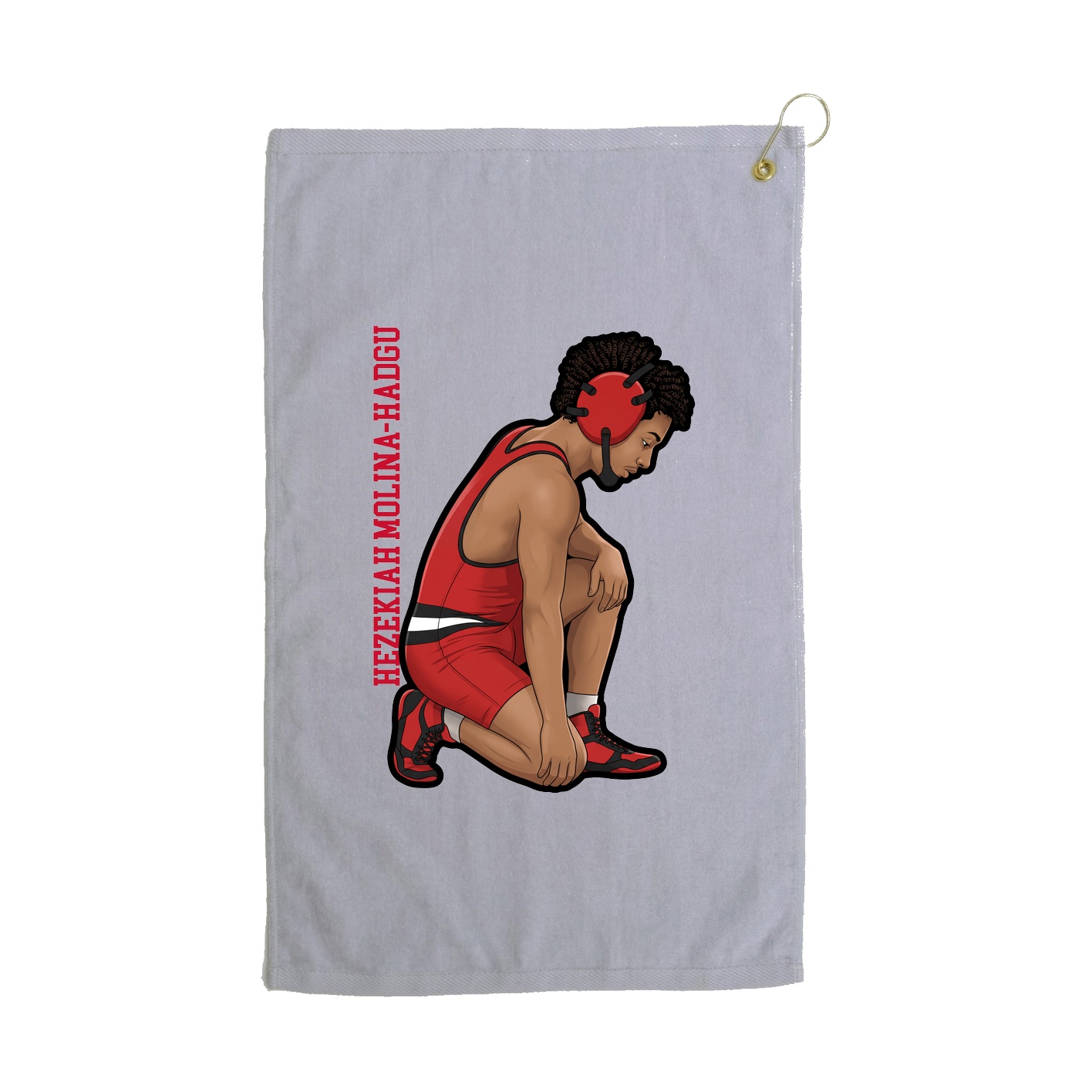 Golf Towel — Name Vertical in Grey
