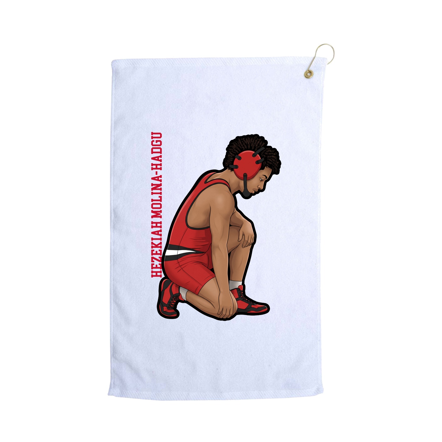 Golf Towel — Name Vertical in White
