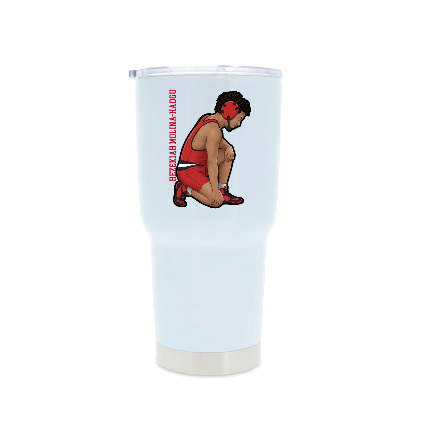 30oz Stainless Steel Tumbler — Name Vertical in White