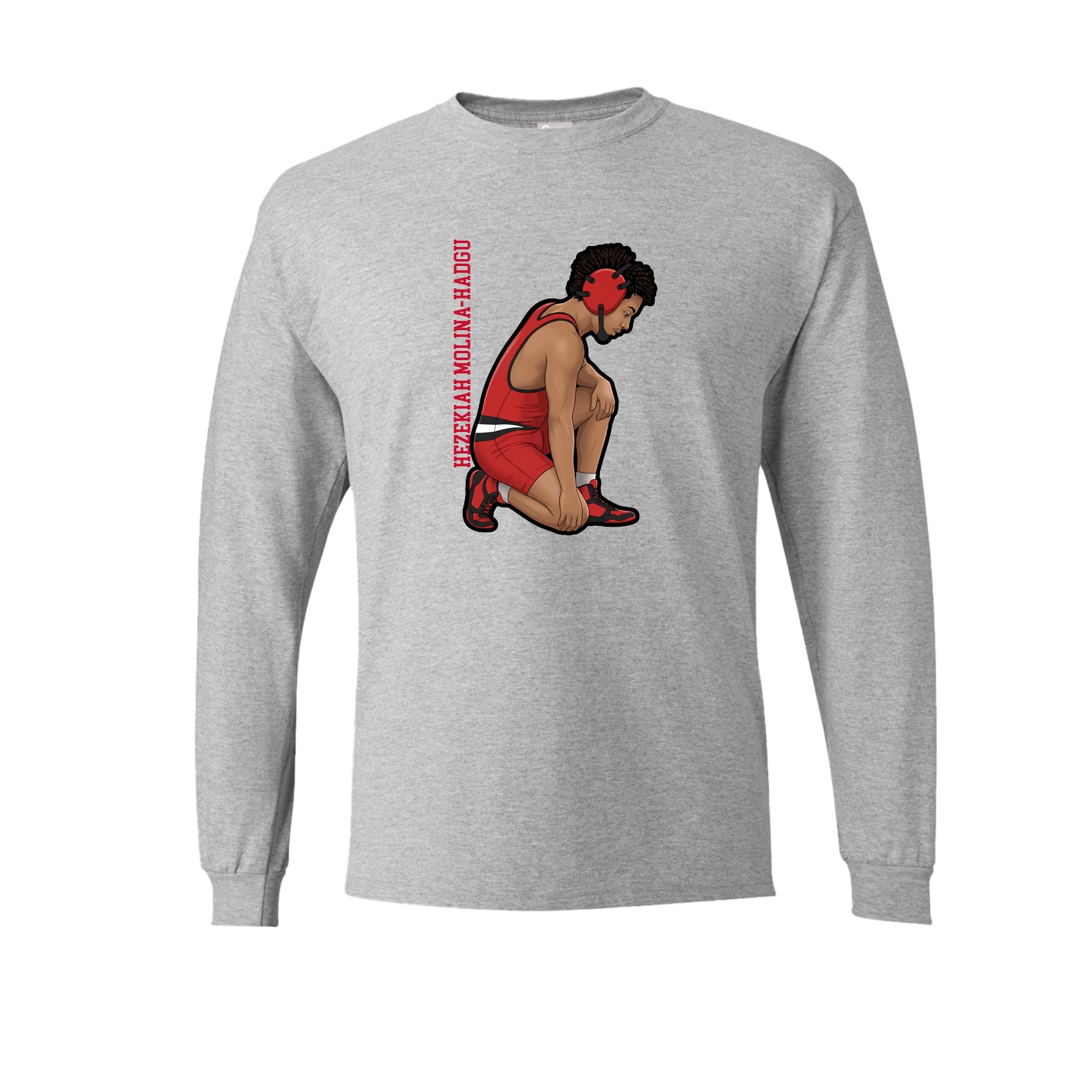 Long Sleeve Tee — Name Vertical in Grey