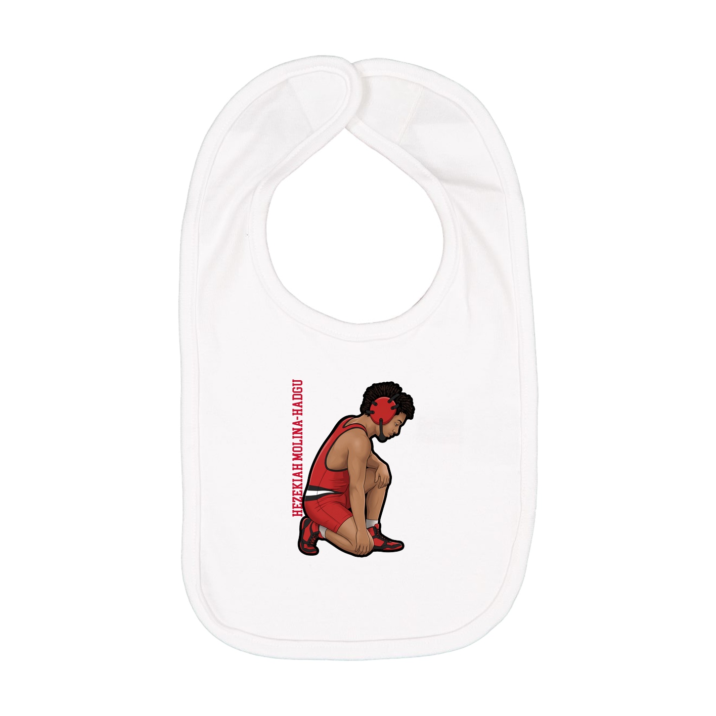 Infant Bib — Name Vertical in White