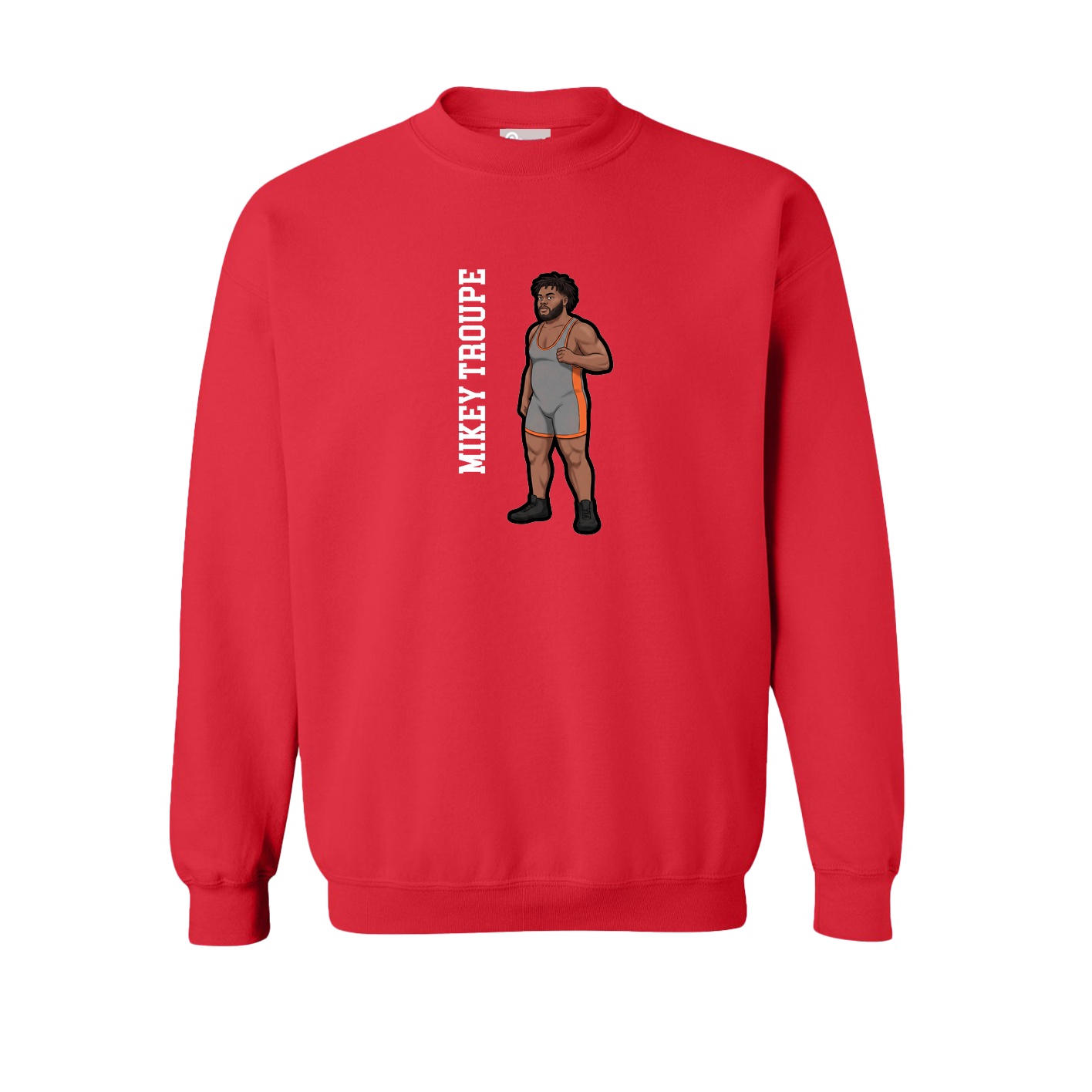 Fleece Crew — Name Vertical in Red