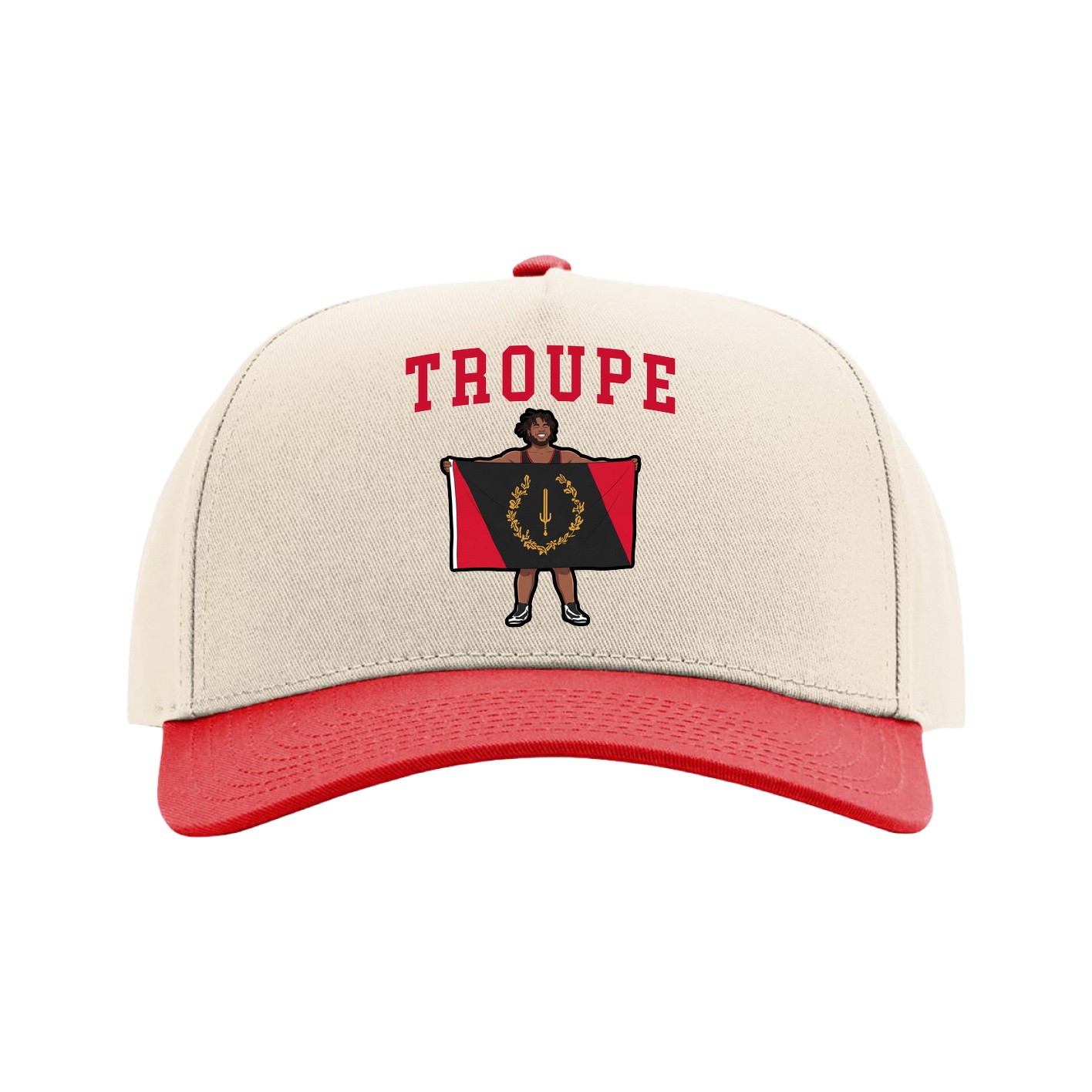 Full Fabric Five-Panel Champ Cap — Shirsey in Cream/Red