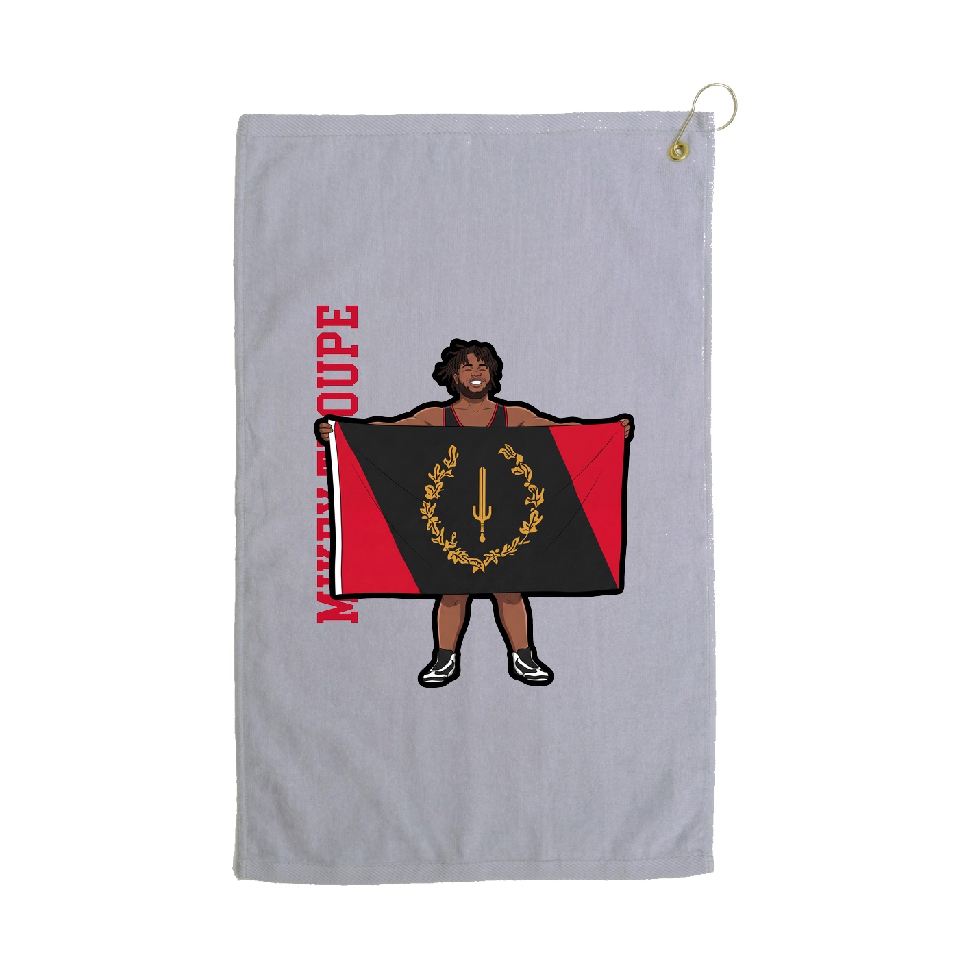Golf Towel — Name Vertical in Grey