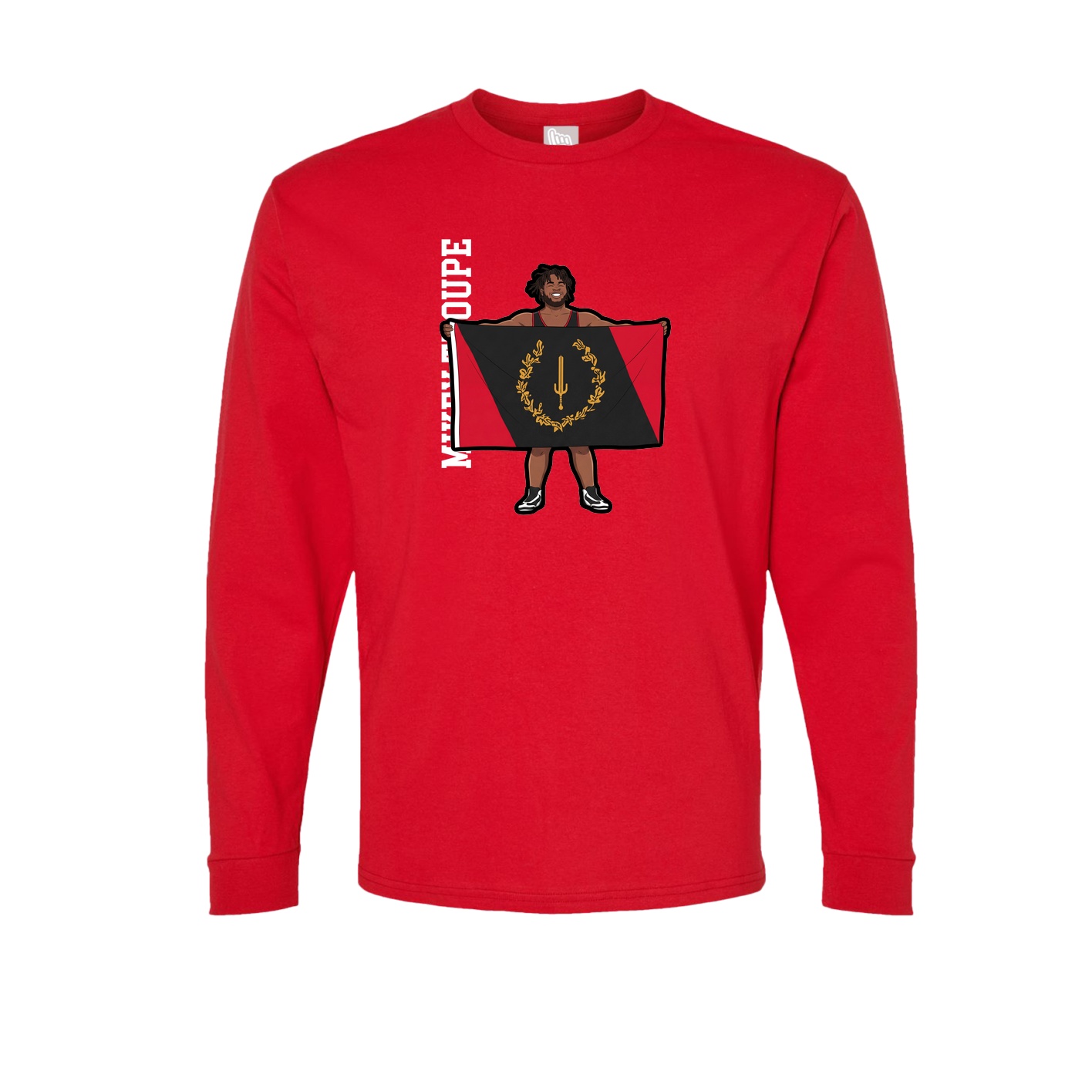 Long Sleeve Tee — Name Vertical in Red