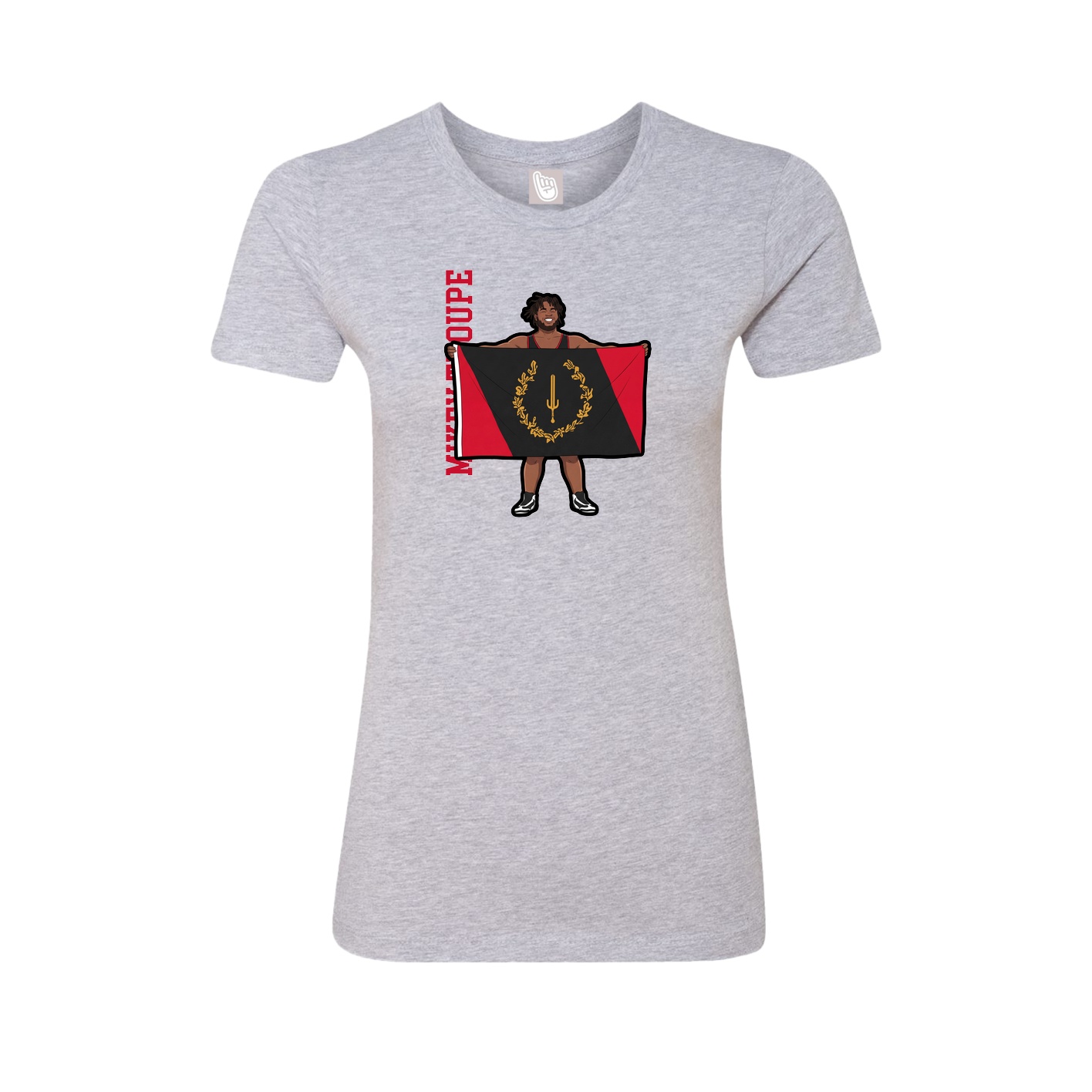 Fitted Women's Tee — Name Vertical in Grey