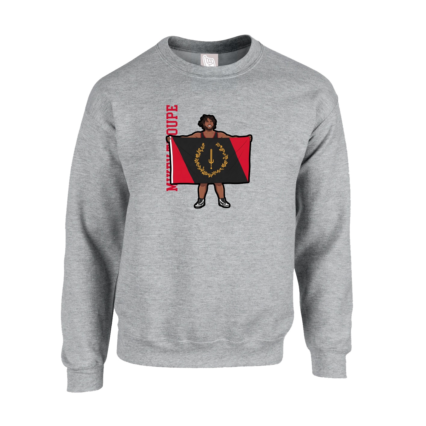 Fleece Crew — Name Vertical in Grey