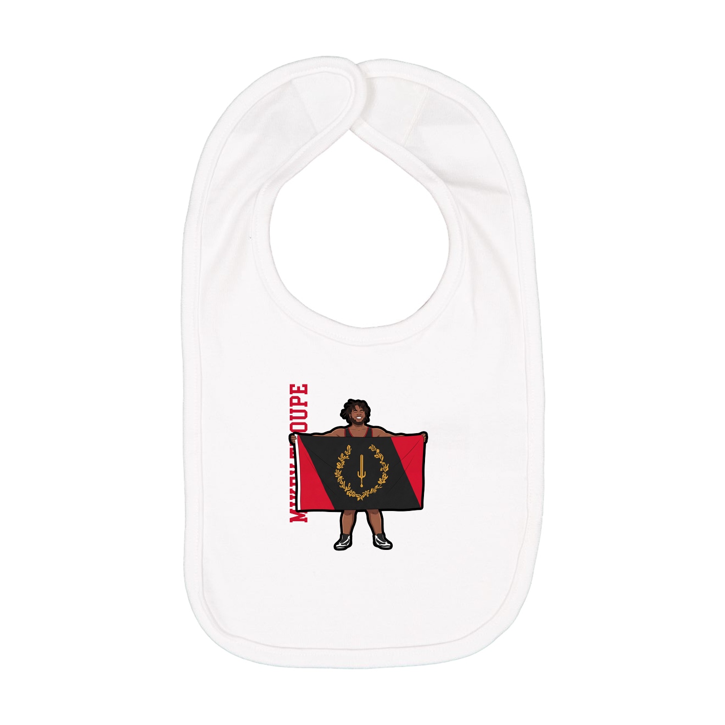 Infant Bib — Name Vertical in White