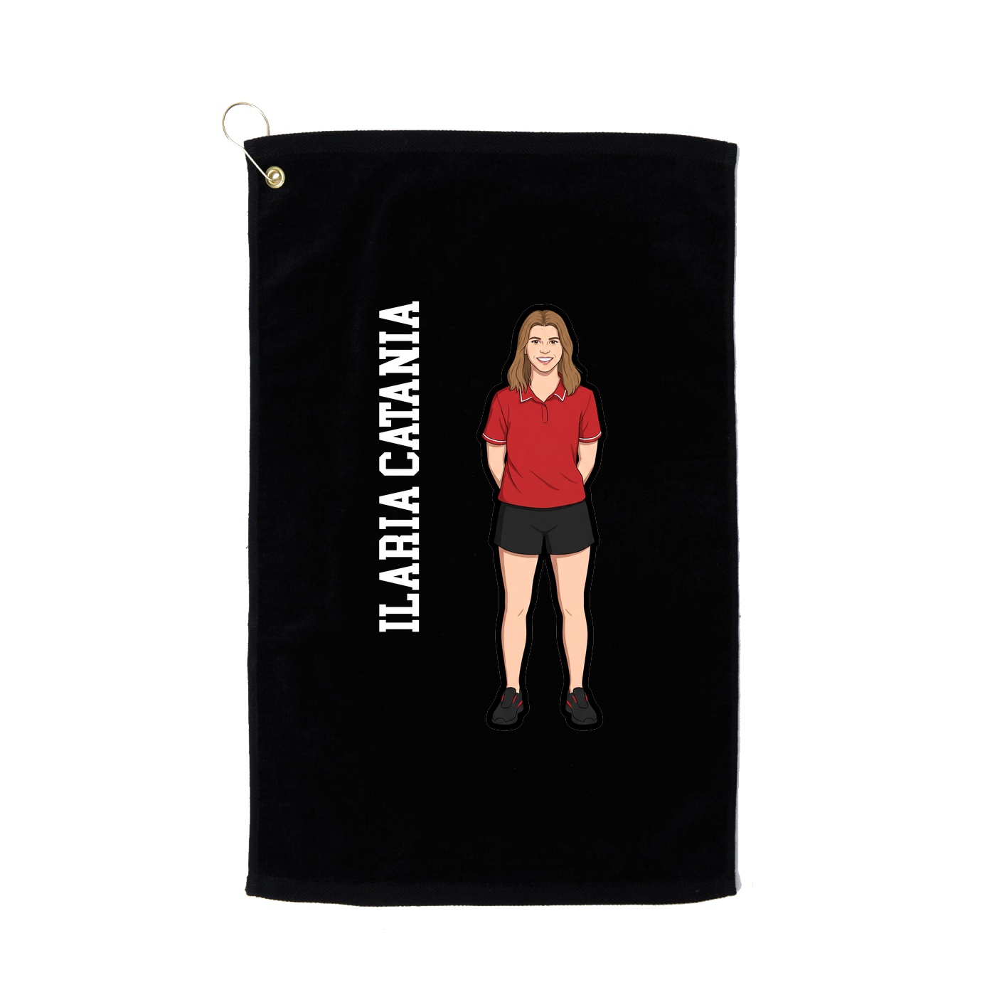 Golf Towel — Name Vertical in Black