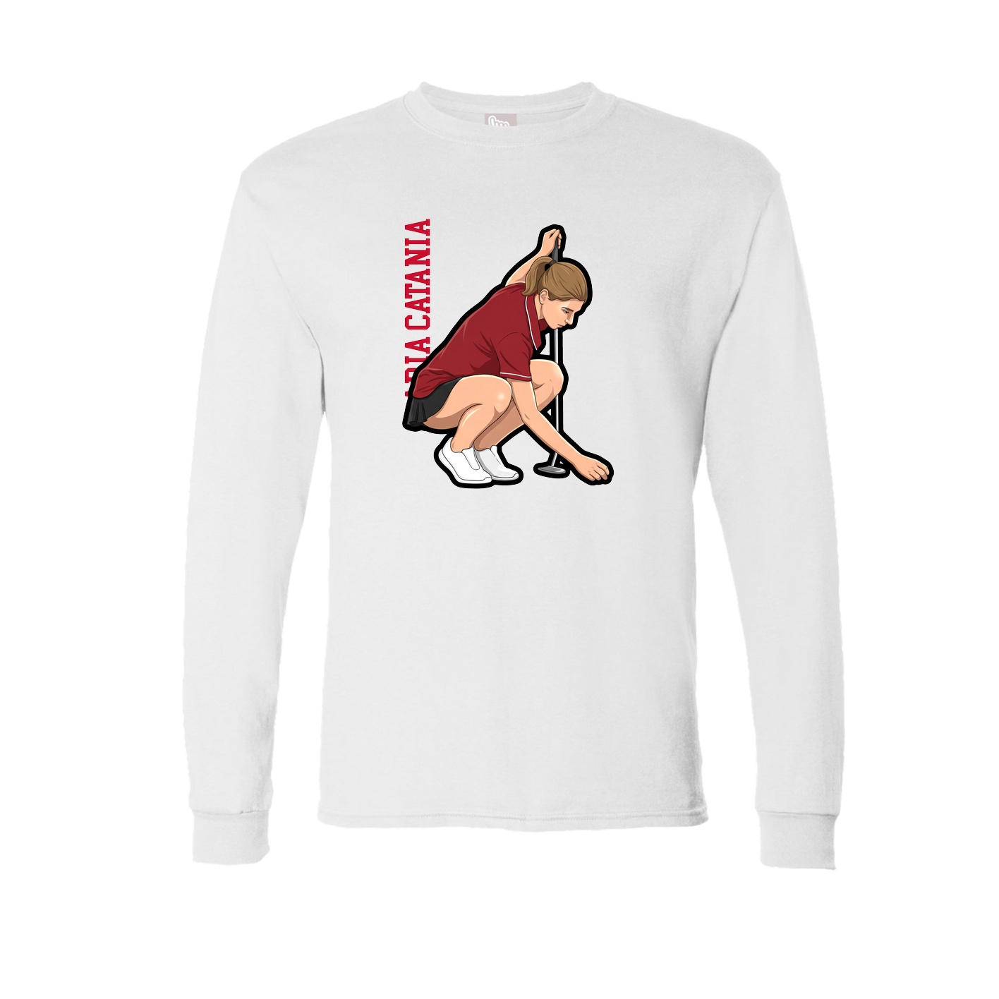 Long Sleeve Tee — Name Vertical in White
