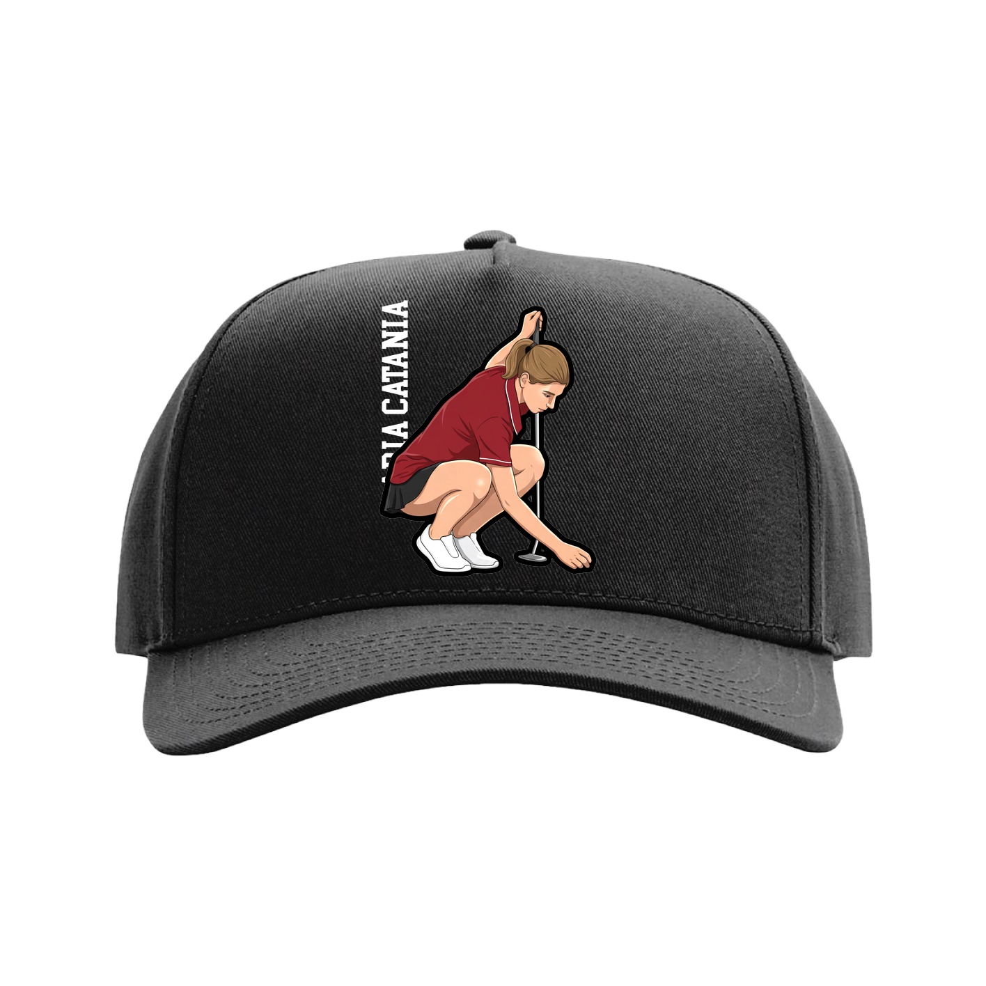Full Fabric Five-Panel Champ Cap — Name Vertical in Black