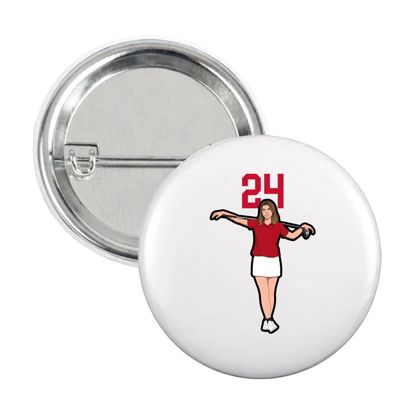 Game Day Button — Number Top in White