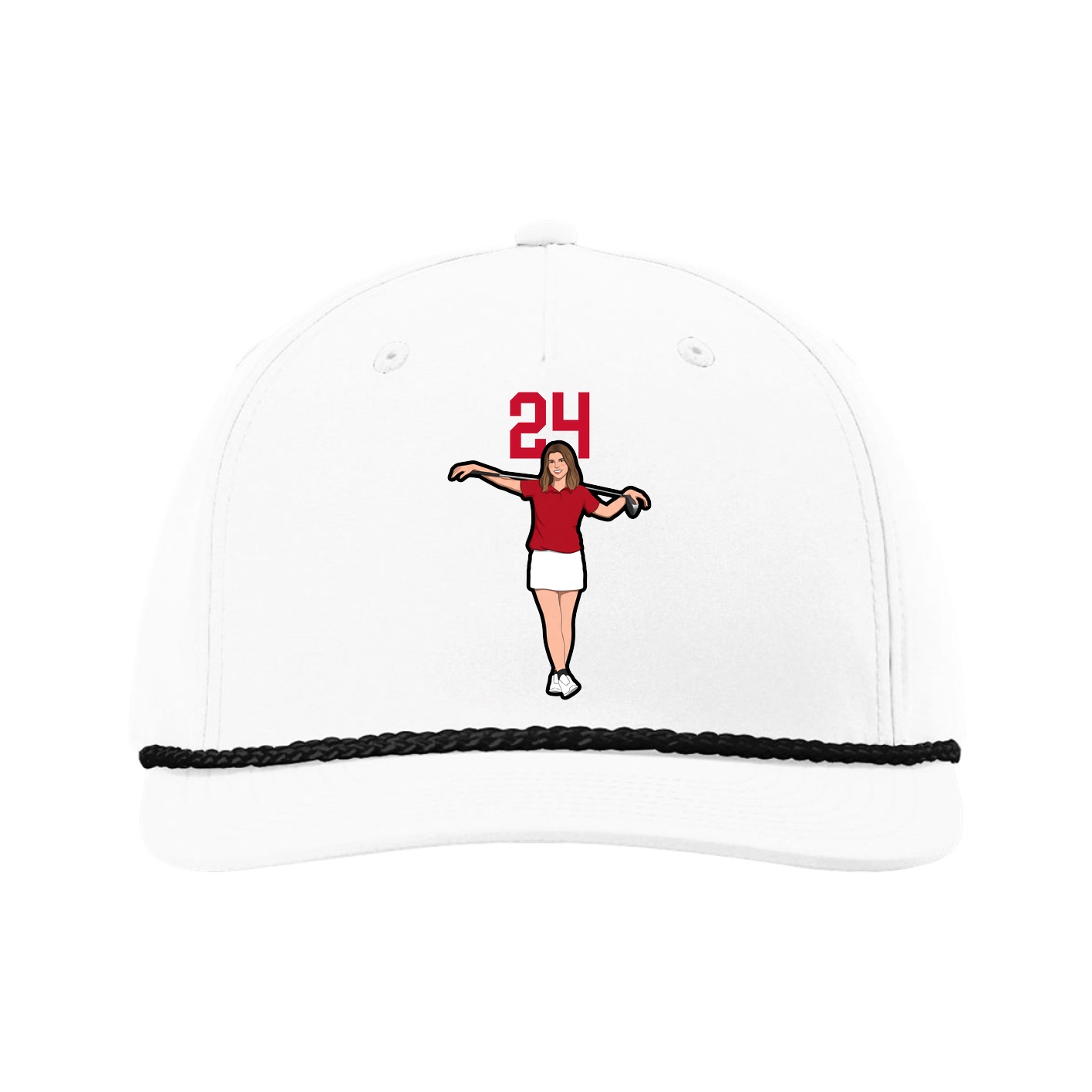 Five-Panel Classic Rope Cap — Number Top in White