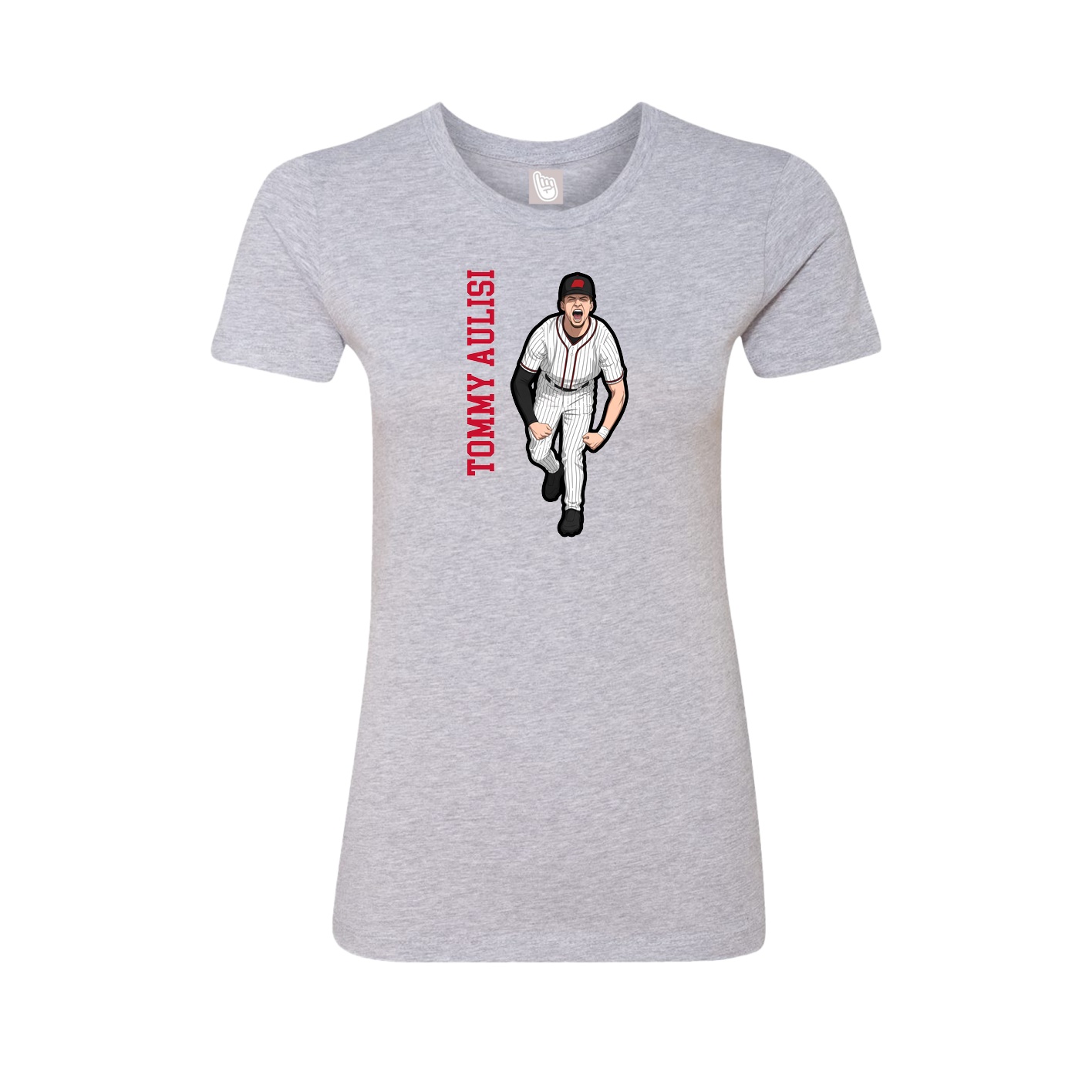 Fitted Women's Tee — Name Vertical in Grey