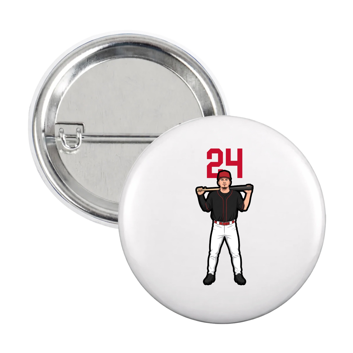 Game Day Button — Number Top in White