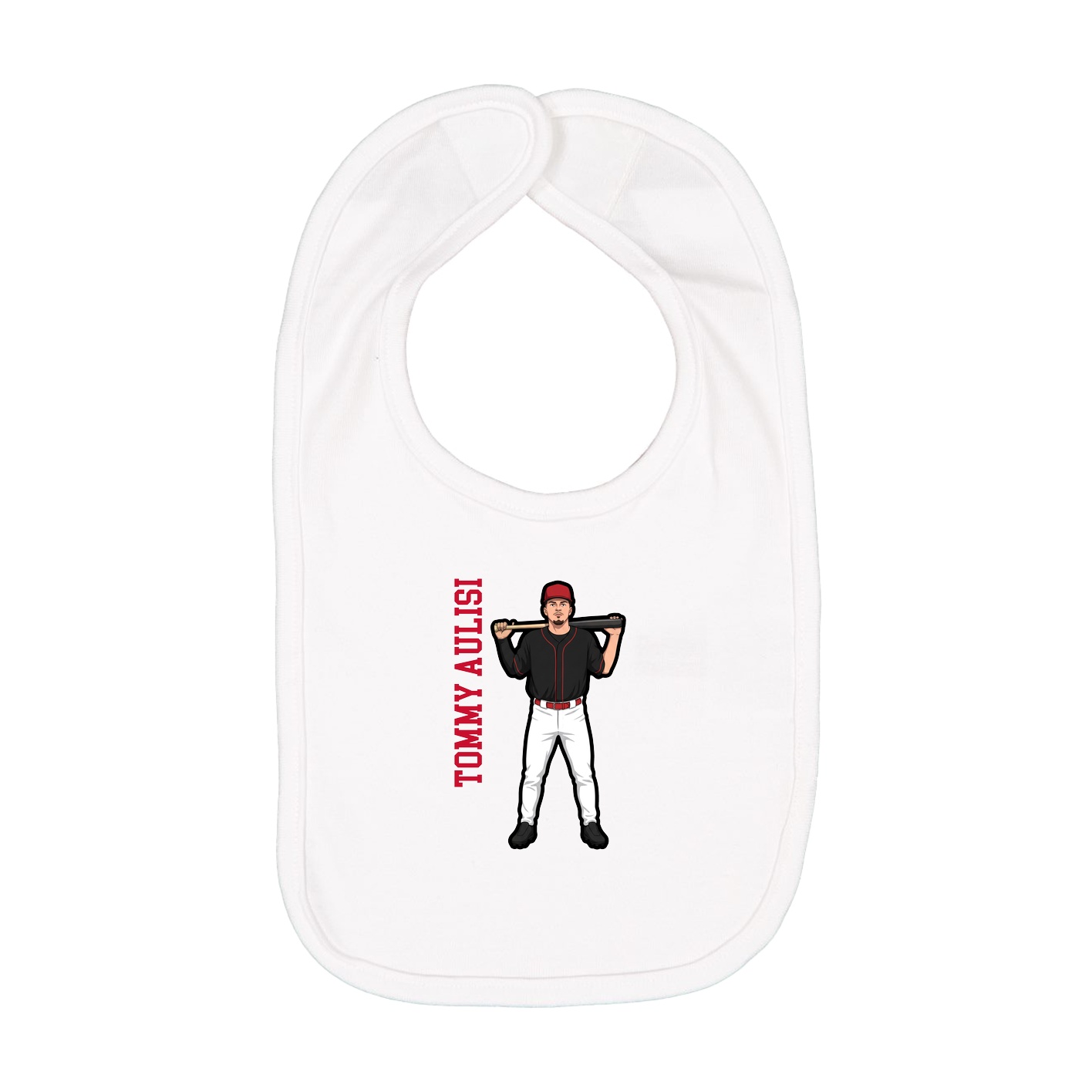 Infant Bib — Name Vertical in White
