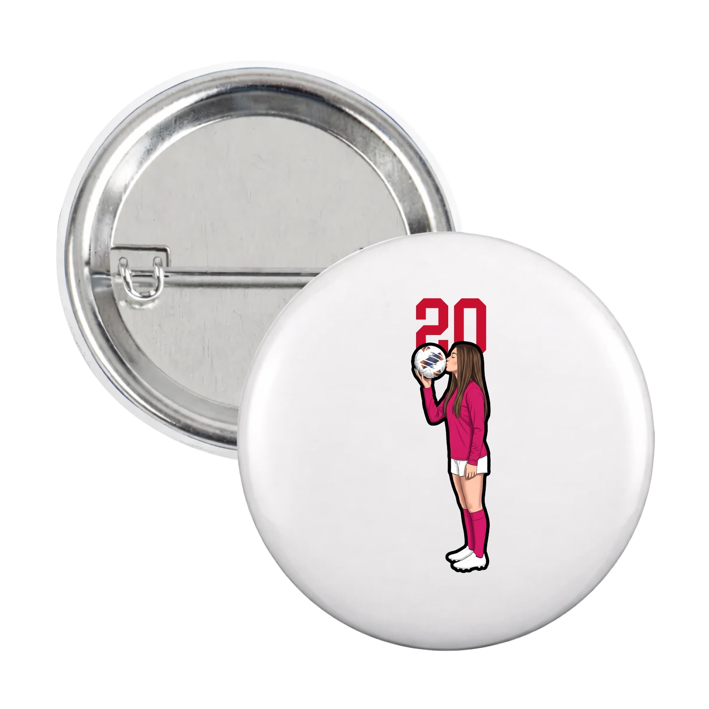 Game Day Button — Number Top in White