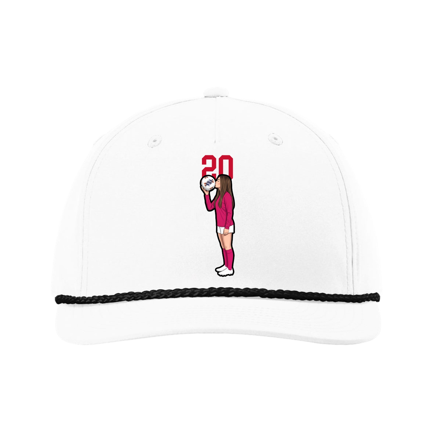Five-Panel Classic Rope Cap — Number Top in White