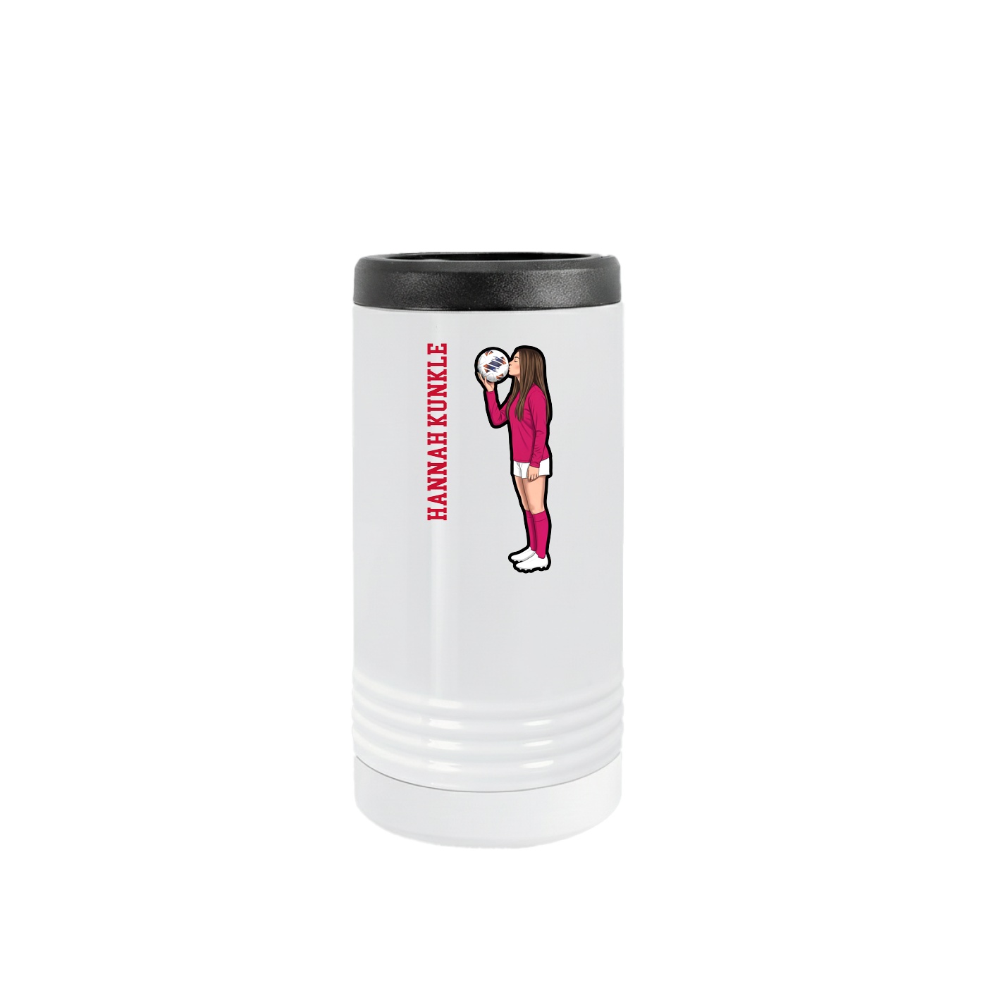 Slim Beverage Holder — Name Vertical in White