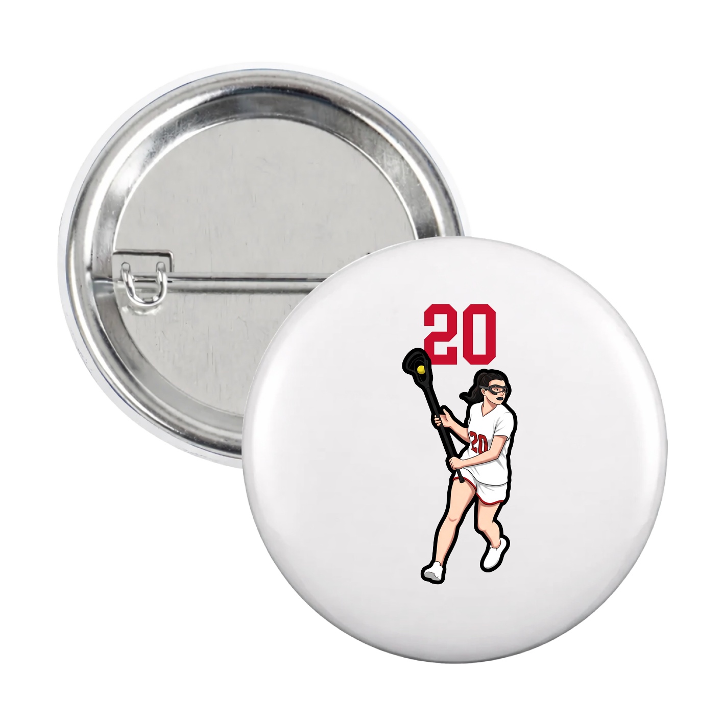 Game Day Button — Number Top in White