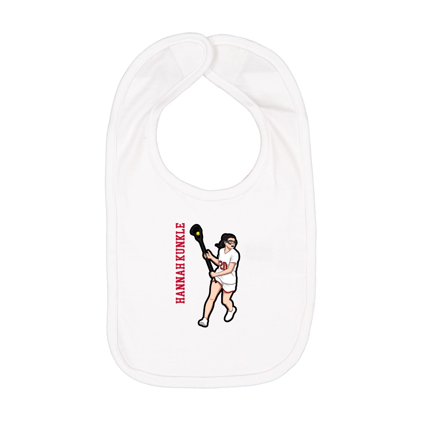 Infant Bib — Name Vertical in White