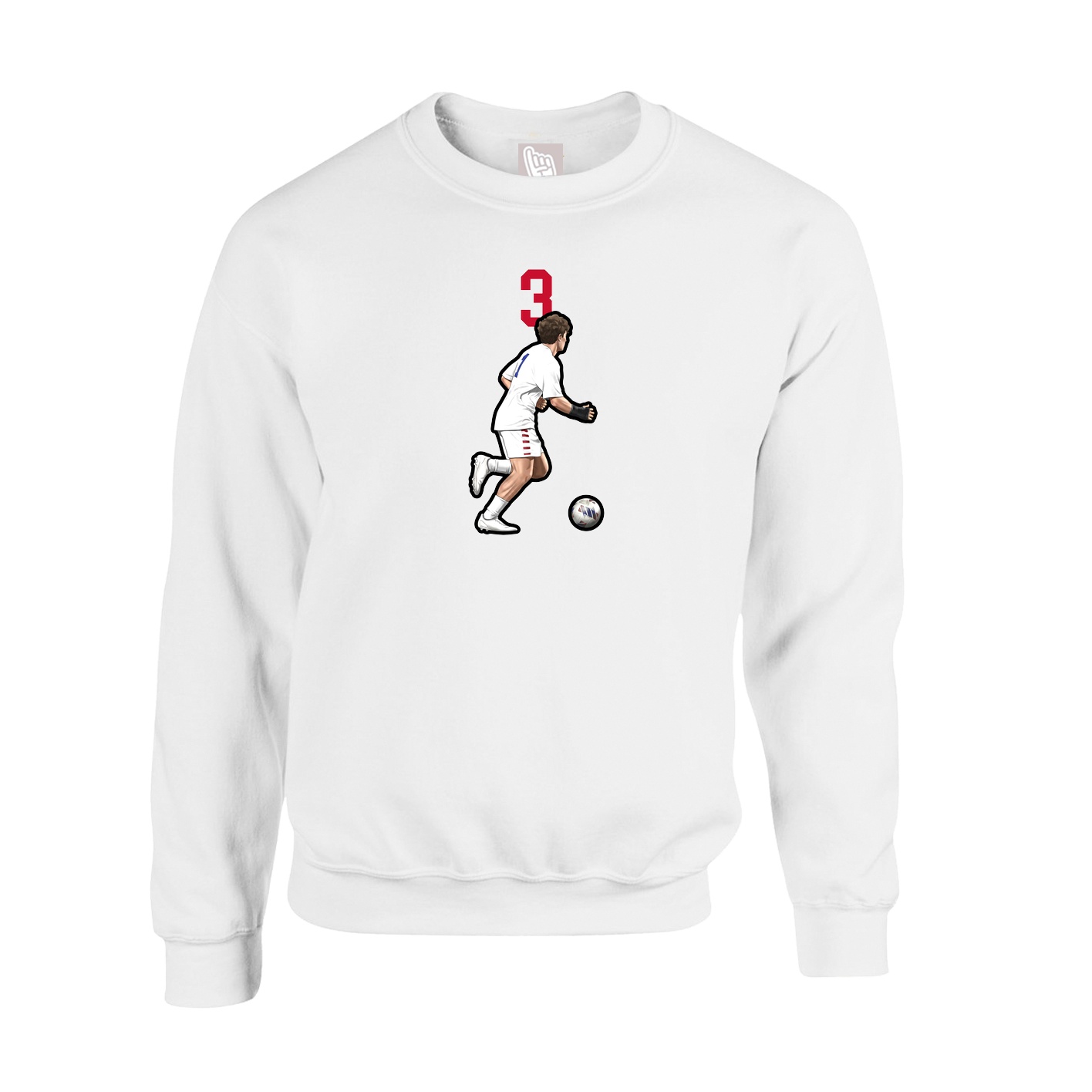 Fleece Crew — Number Top in White