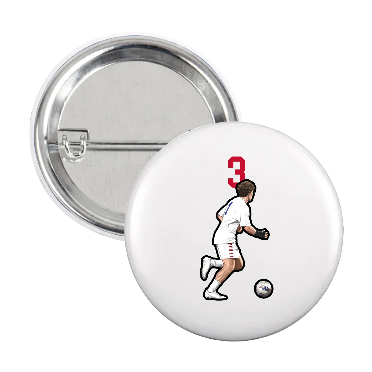 Game Day Button — Number Top in White