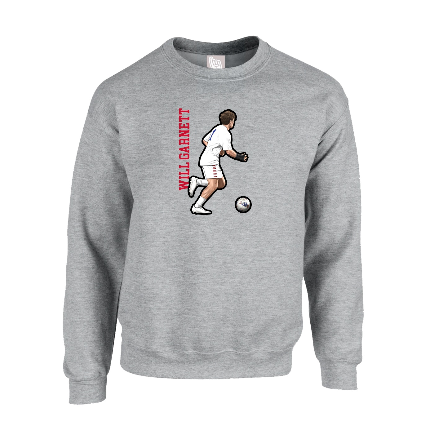 Fleece Crew — Name Vertical in Grey