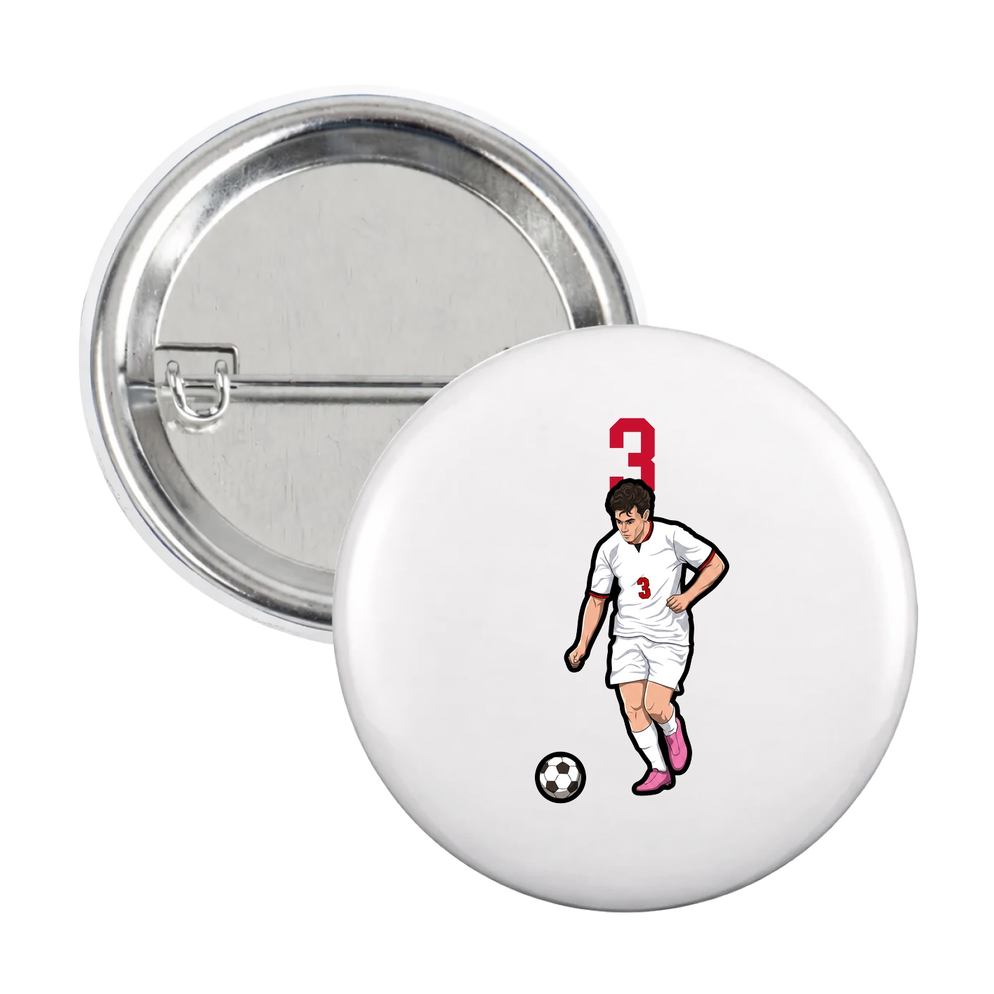 Game Day Button — Number Top in White