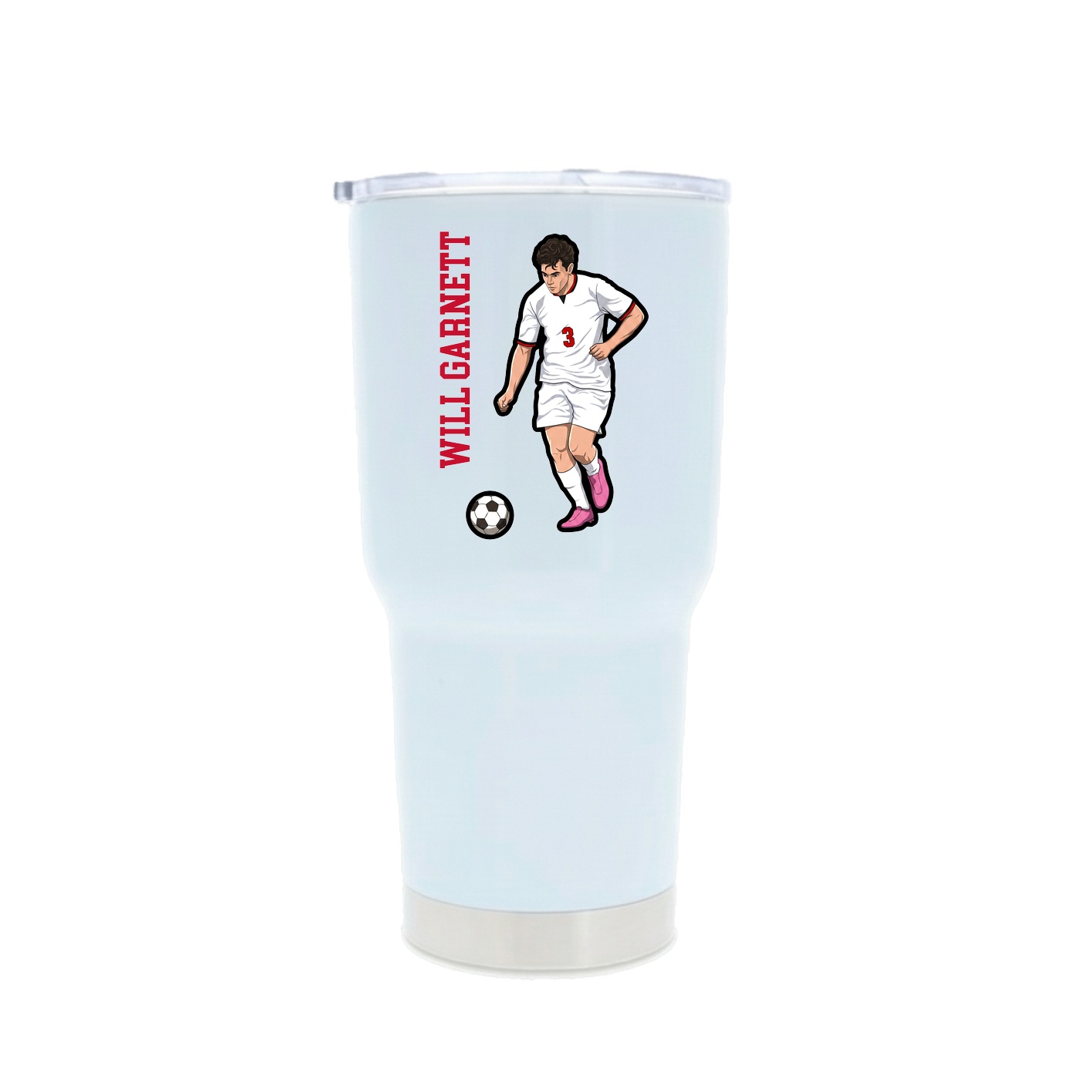 30oz Stainless Steel Tumbler — Name Vertical in White